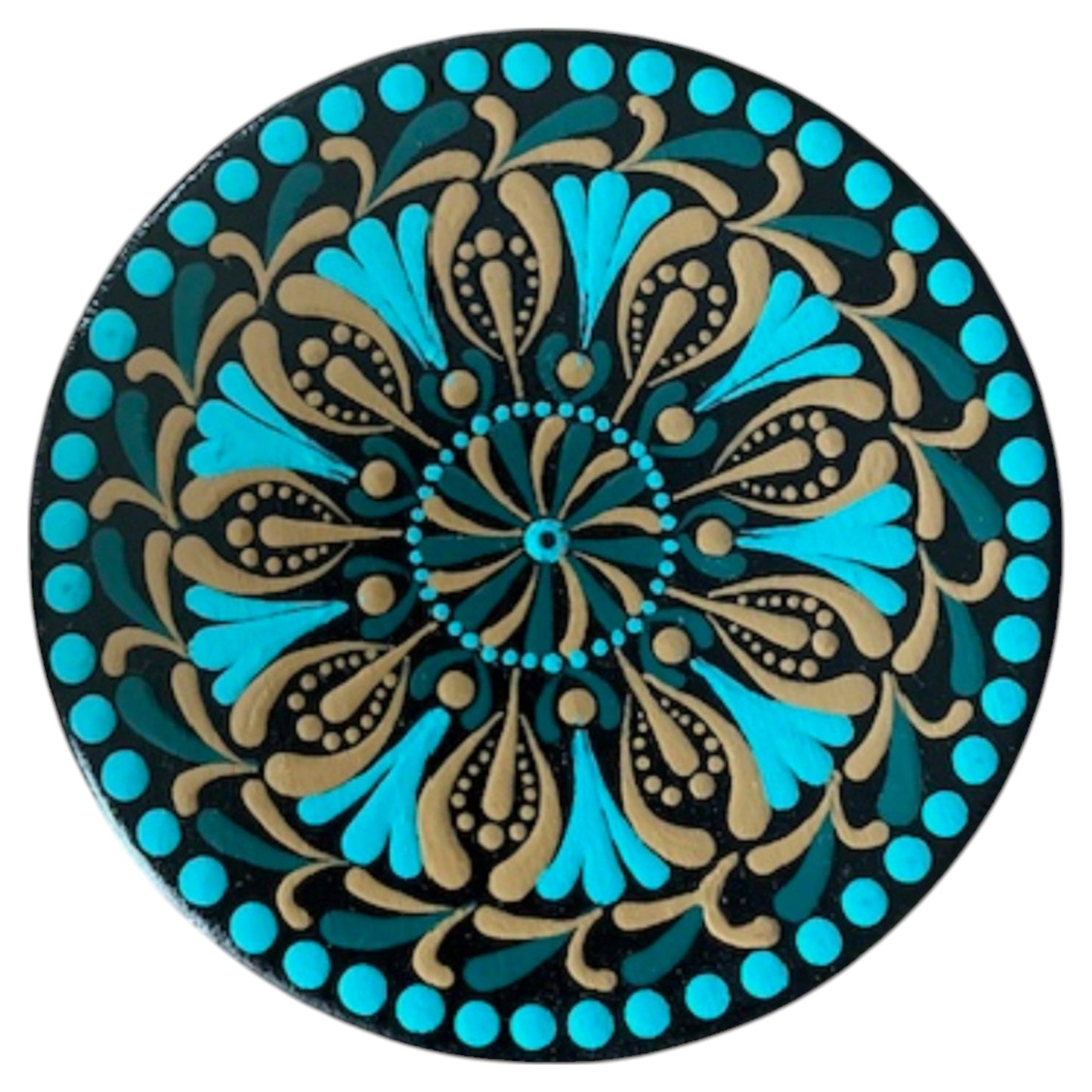 Coffee Table Coasters Set of 4 with Holder 4in by 5/16in Hand Painted Wood Coasters