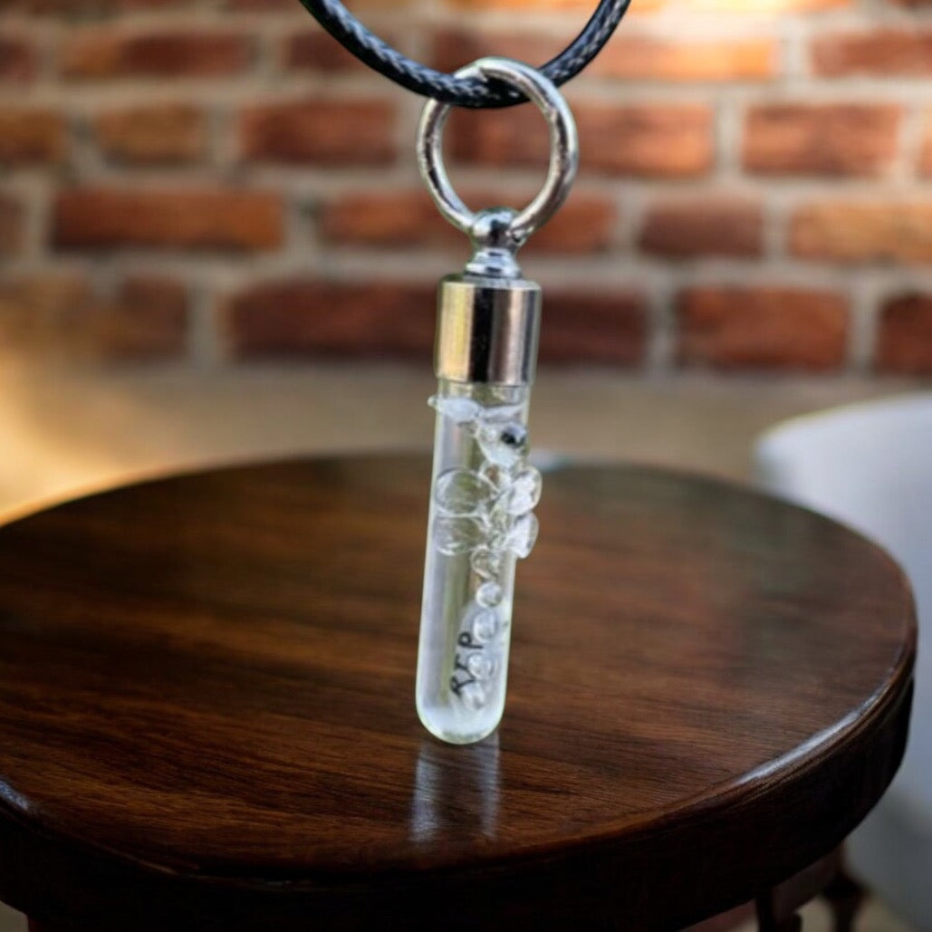 Collar transparente de libélula o llavero escribiendo en joyería única hecha a mano de arroz