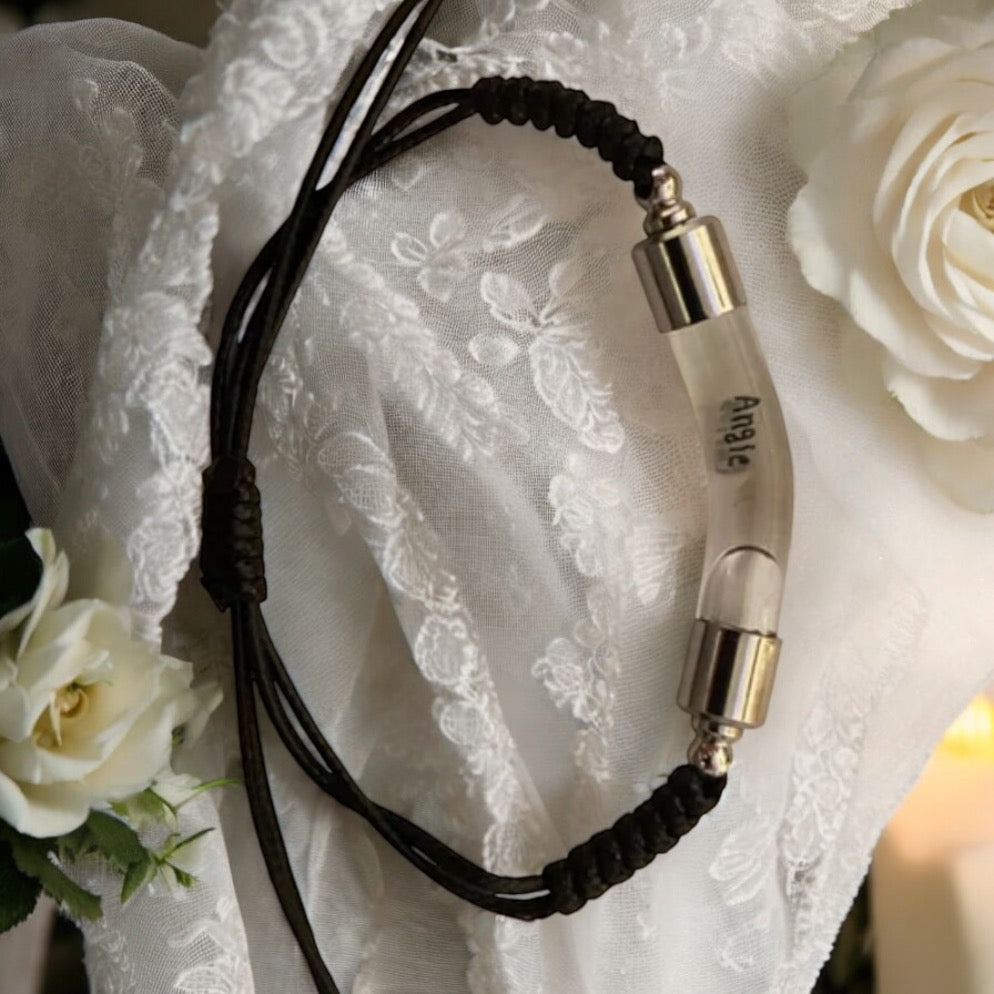 Pulsera unisex para hombres y mujeres con escritura en arroz, joyería única hecha a mano