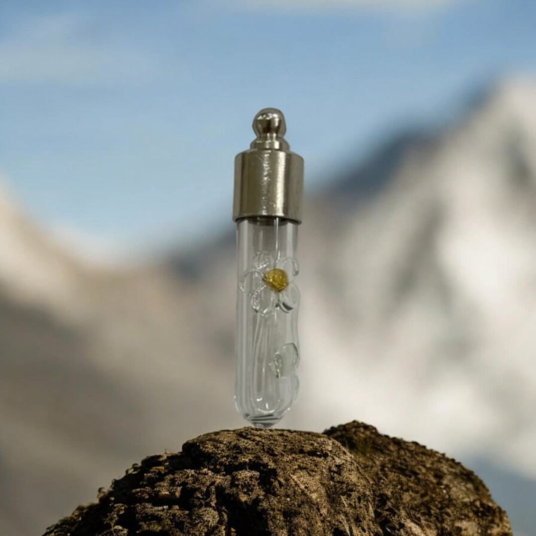 Writing on Grain of Rice Necklace or Keychain or Cellphone Charm Clear Flower Vial Jewelry