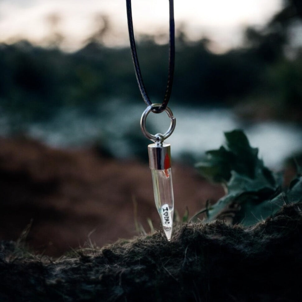 Writing on Grain of Rice Necklace or Keychain or Cellphone Charm Glass Tooth Jewelry