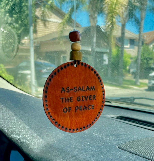 Car Hanging Ornament Travel Dua Allah’s Names Arabic Calligraphy with English Translation