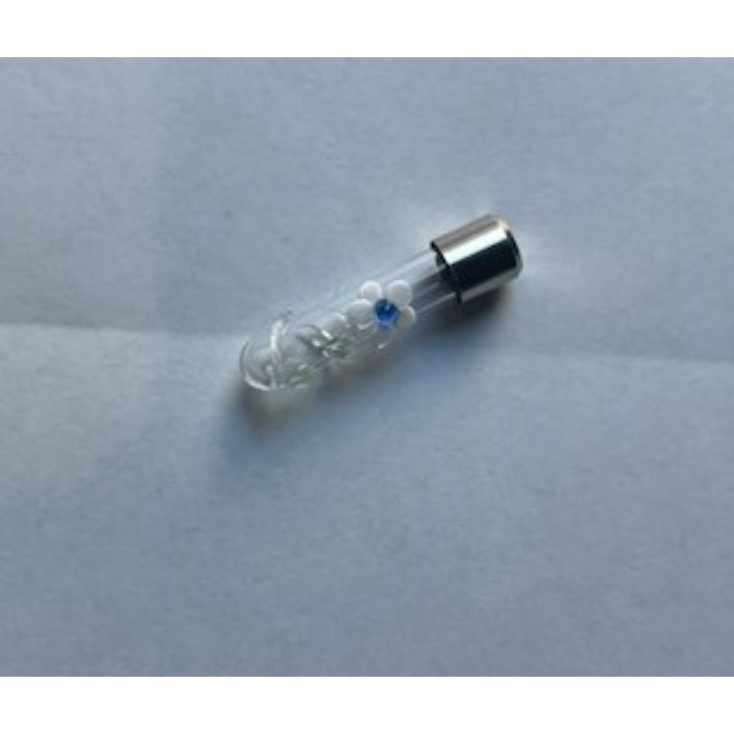 White Flower Necklace or Keychain Writing on Rice Handmade Jewelry