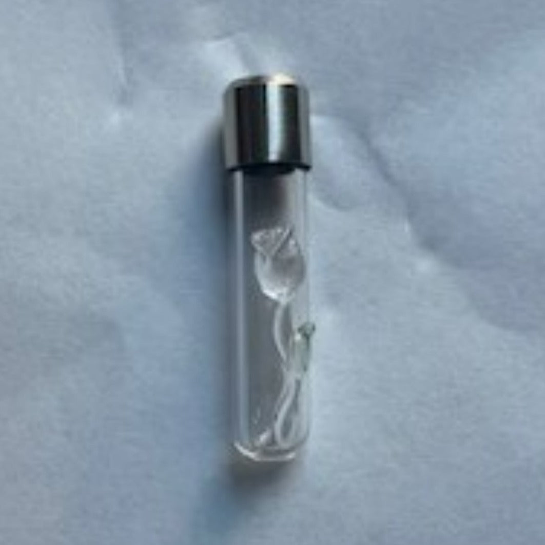 Clear Rose Necklace or Keychain Writing on Rice Handmade Jewelry