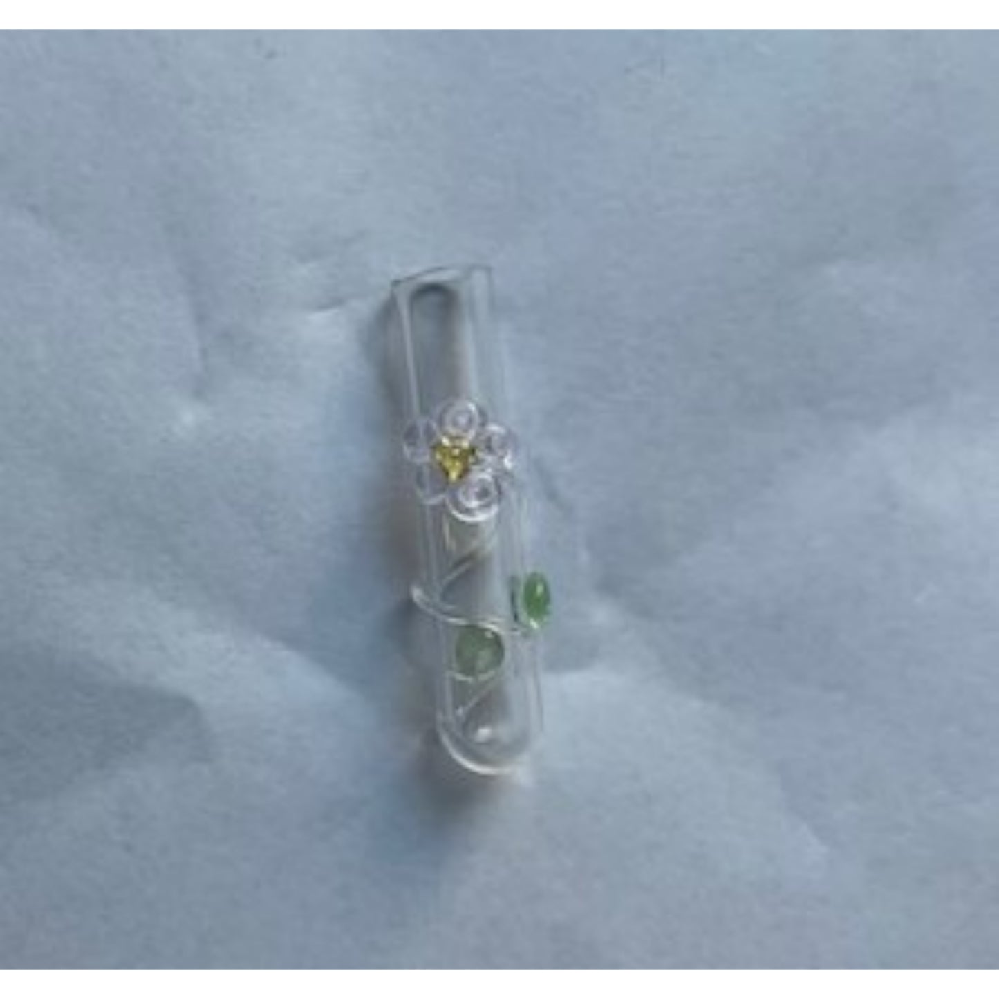 Pink Flower with Vines Necklace or Keychain Writing on Rice Handmade Jewelry