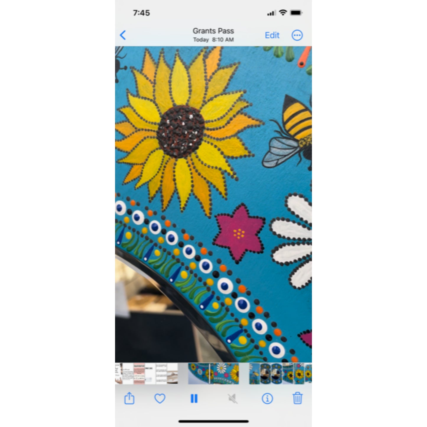 Sunflowers Daisies Honey Bees Wall Mirror Dot Art Decor
