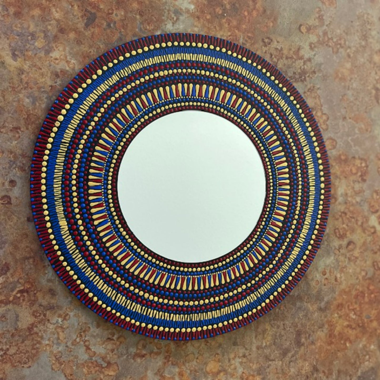 Mirror Wall Decor Dot Art Mandala Painted by Hand Home Office Art Work