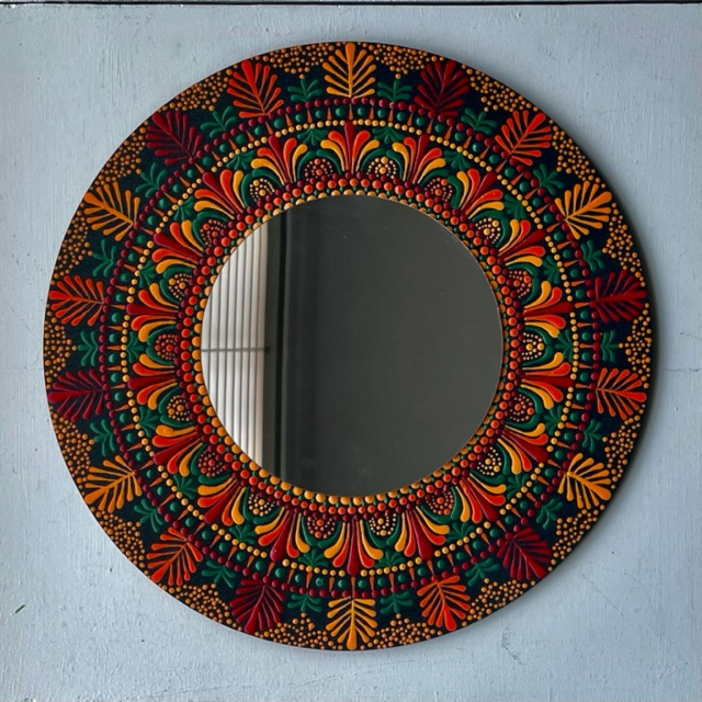 Wall Mirrors Dot Art Mandala Vibrant Colors Handmade Acrylic Painting Home Office Art Work