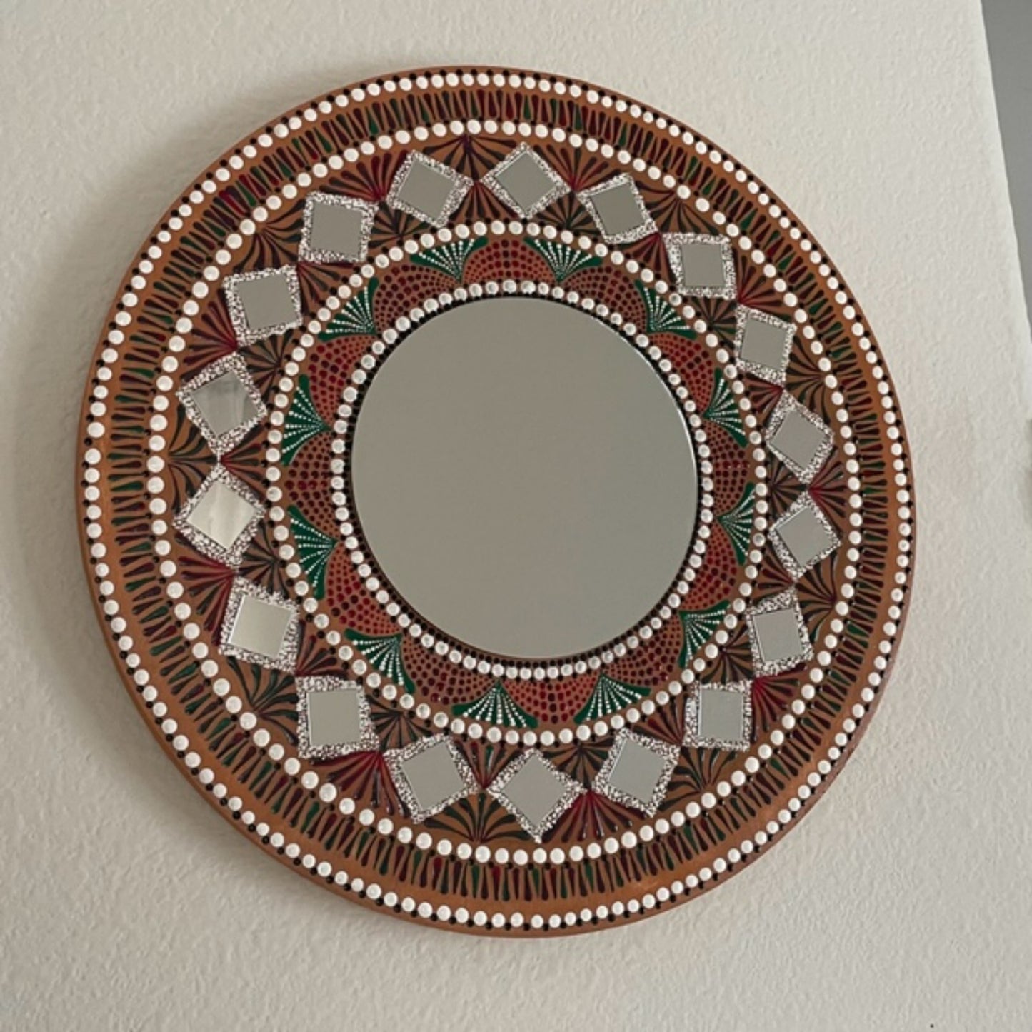 Wall Mirror Home Decor Handmade Dot Art Work Acrylic Painting Small Mirrors