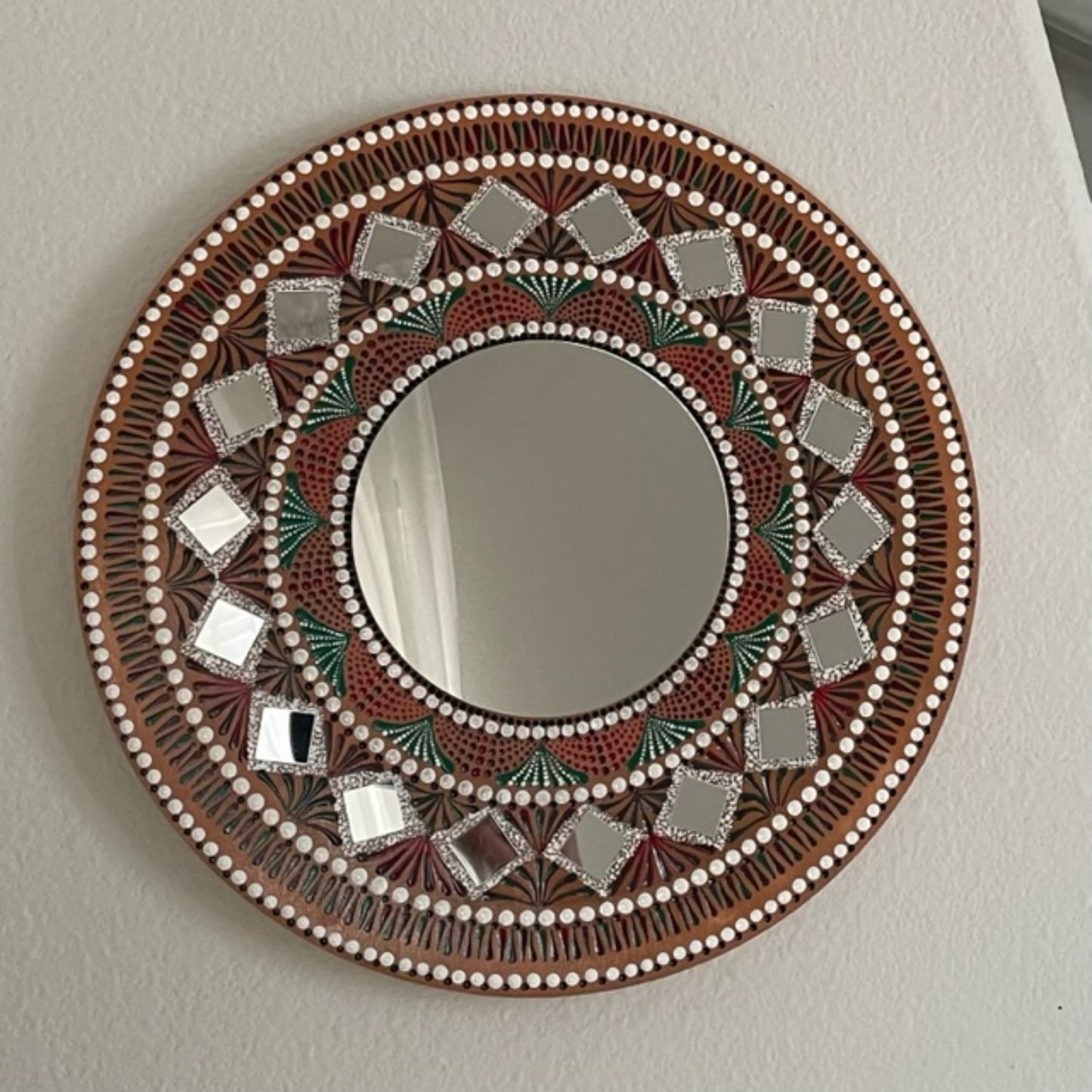 Wall Mirror Home Decor Handmade Dot Art Work Acrylic Painting Small Mirrors