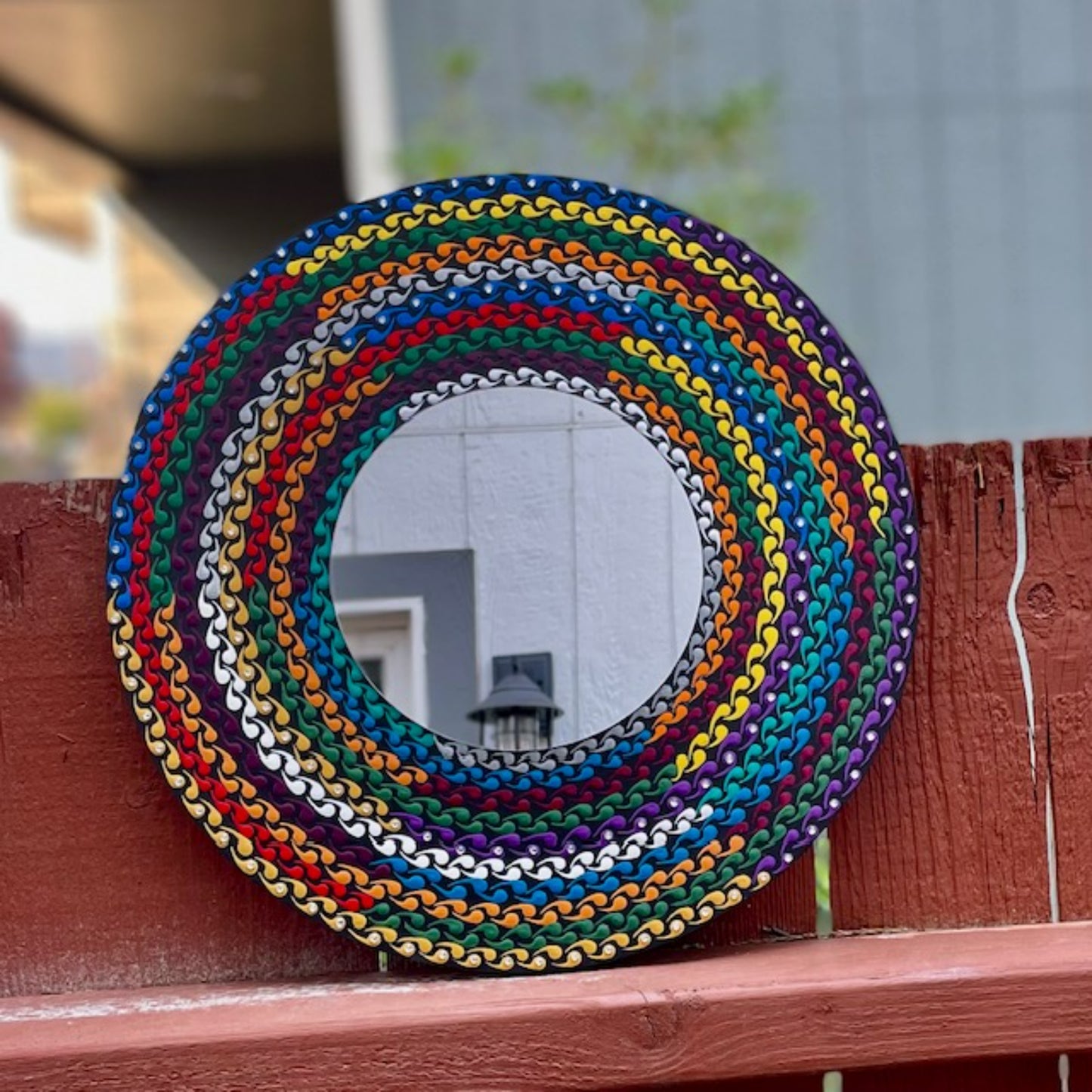 Decorative Wall Mirror Multi-Colored Dot Art Mandala Handmade Acrylic Painting Home Decor