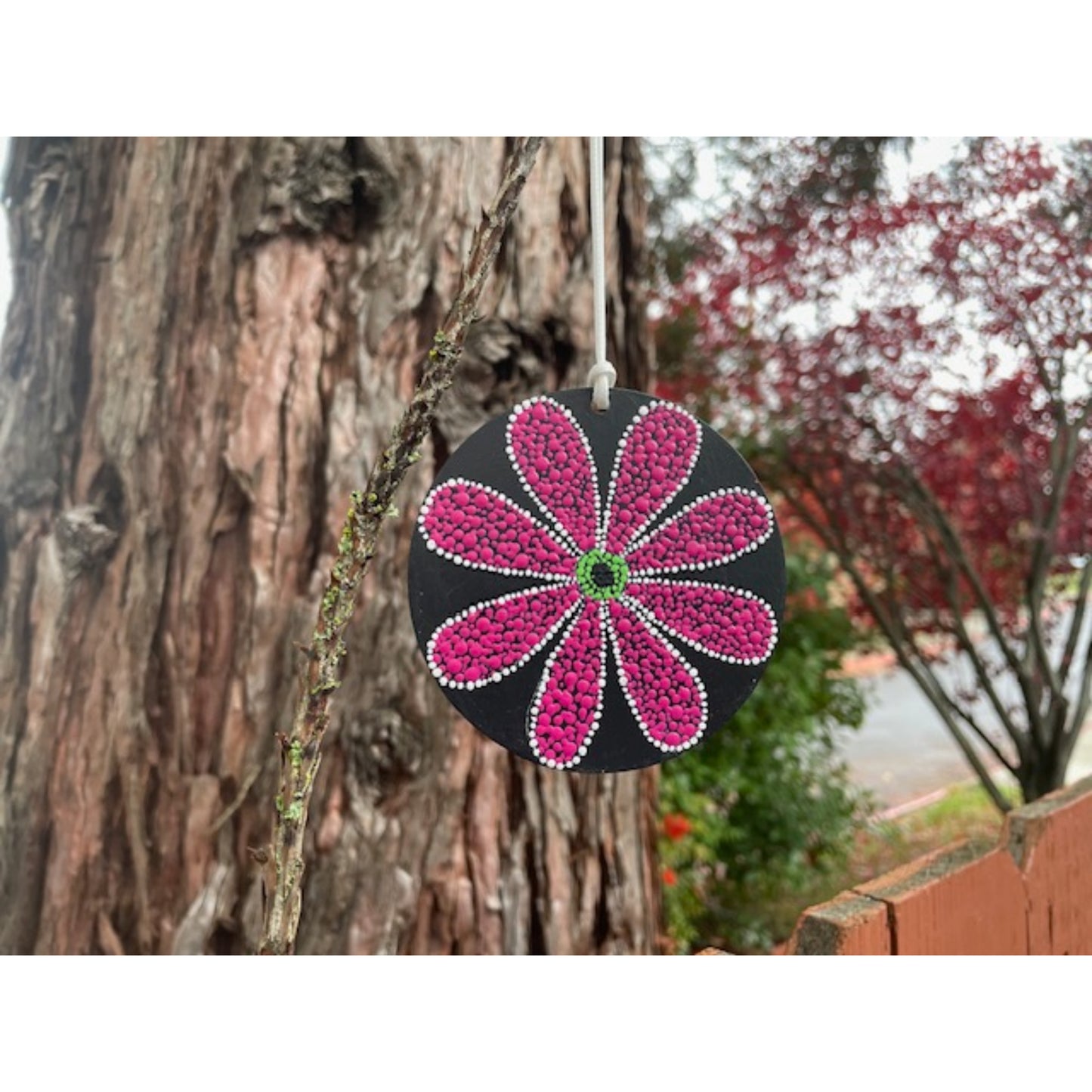 Tree Ornament Car Mirror Hanging Handmade Dot Work Double Sided
