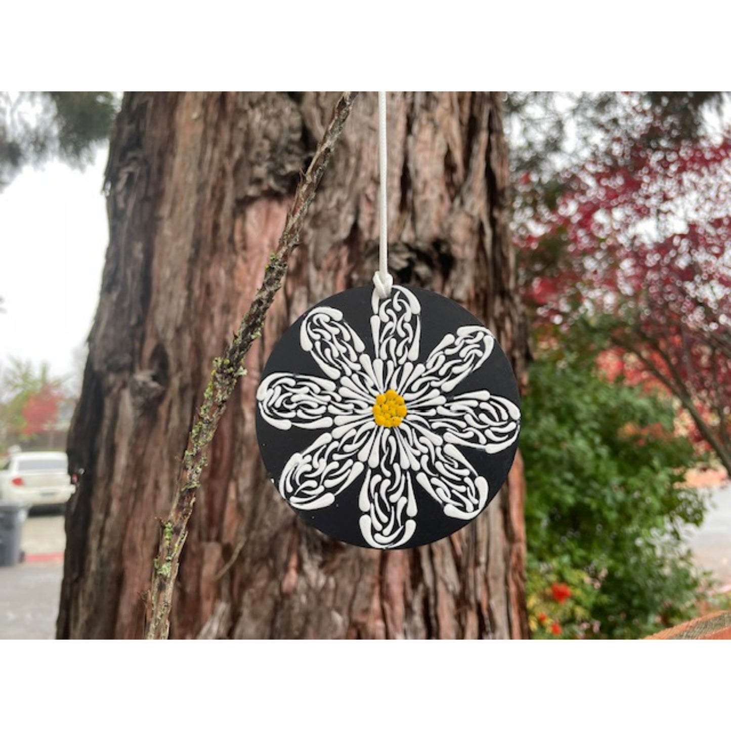 Tree Ornament Car Mirror Hanging Handmade Dot Work Double Sided