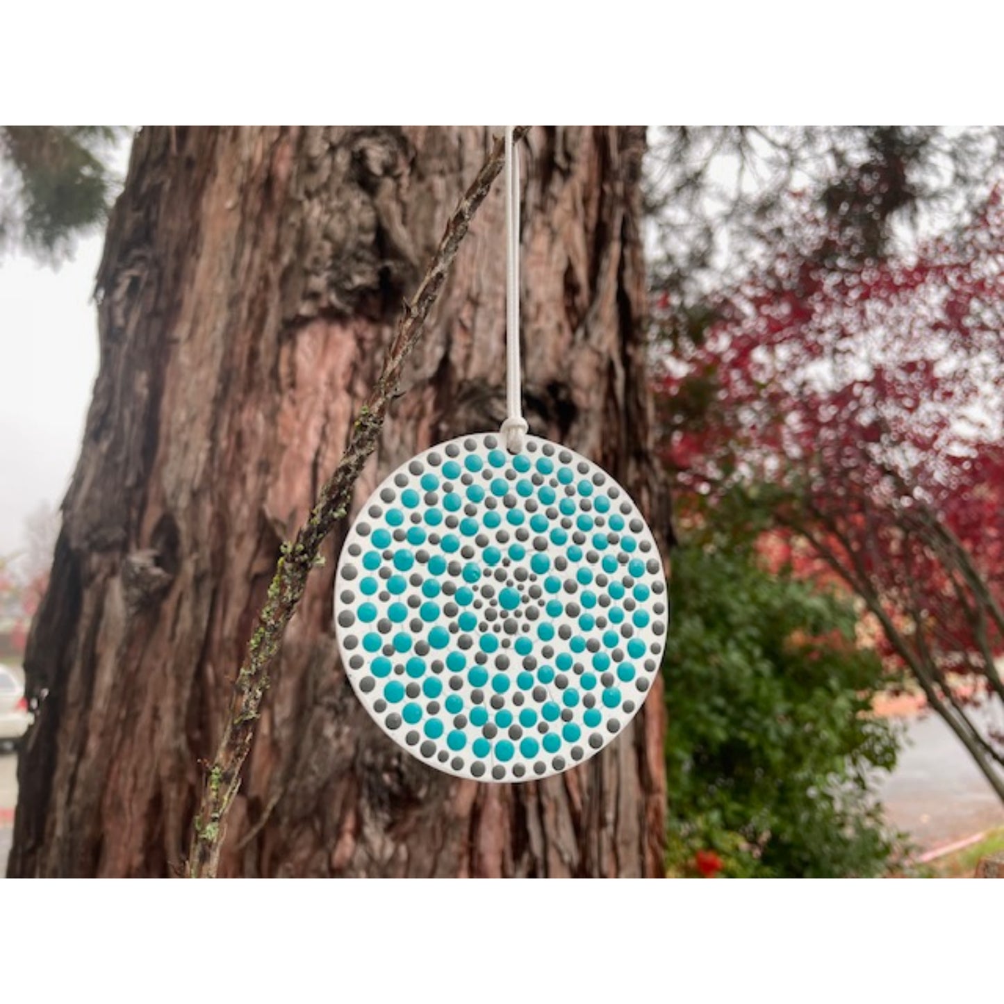 Tree Ornament Car Mirror Hanging Handmade Dot Work Double Sided