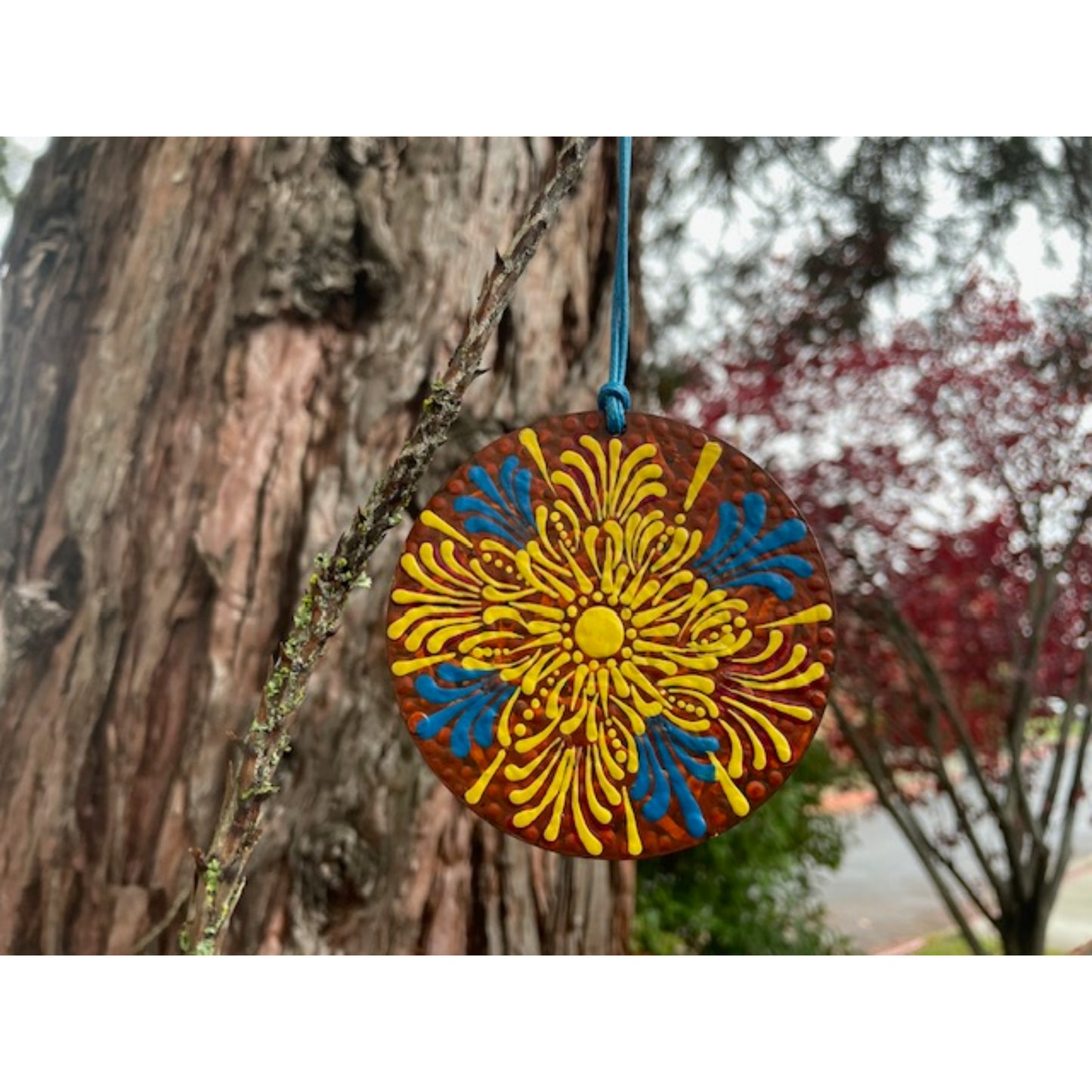 Tree Ornament Car Mirror Hanging Handmade Dot Work Double Sided