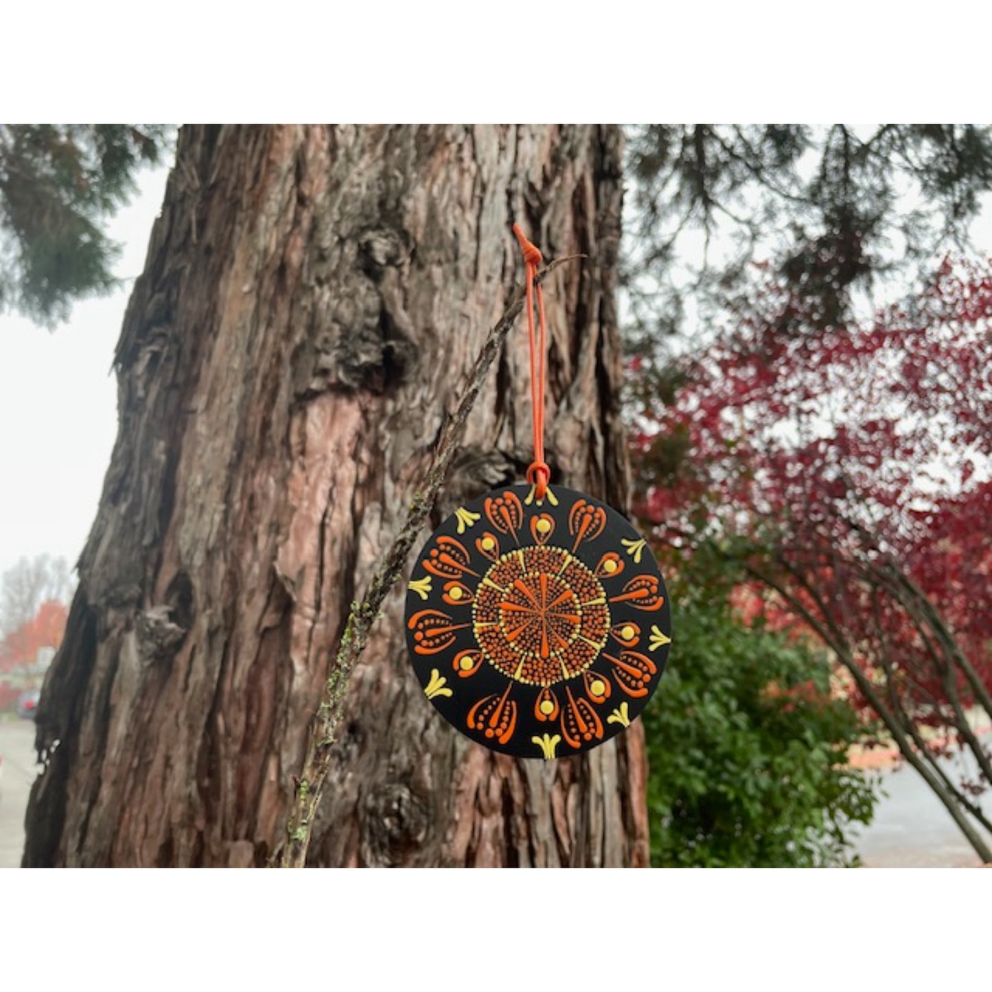 Tree Ornament Car Mirror Hanging Handmade Dot Work Double Sided