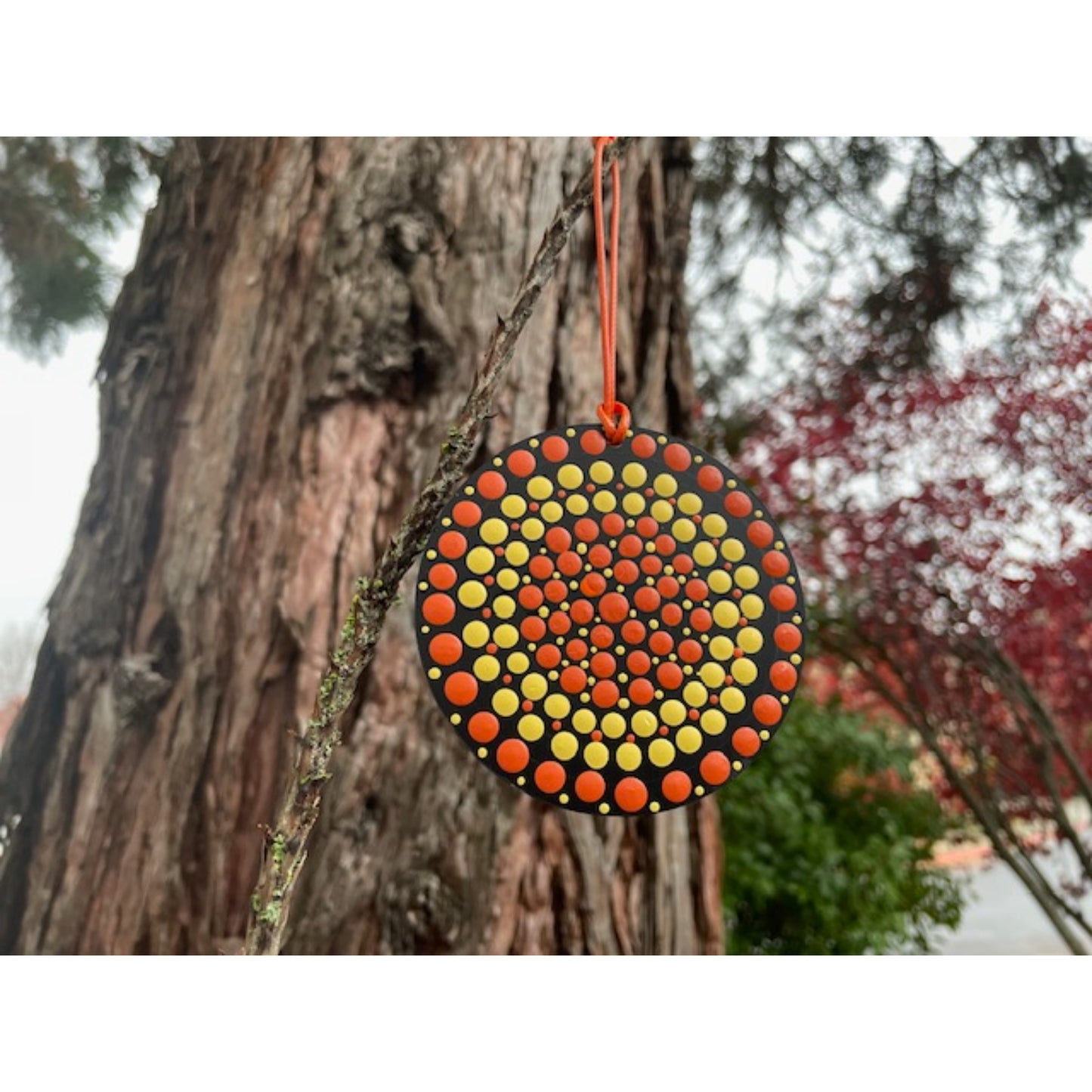 Tree Ornament Car Mirror Hanging Handmade Dot Work Double Sided