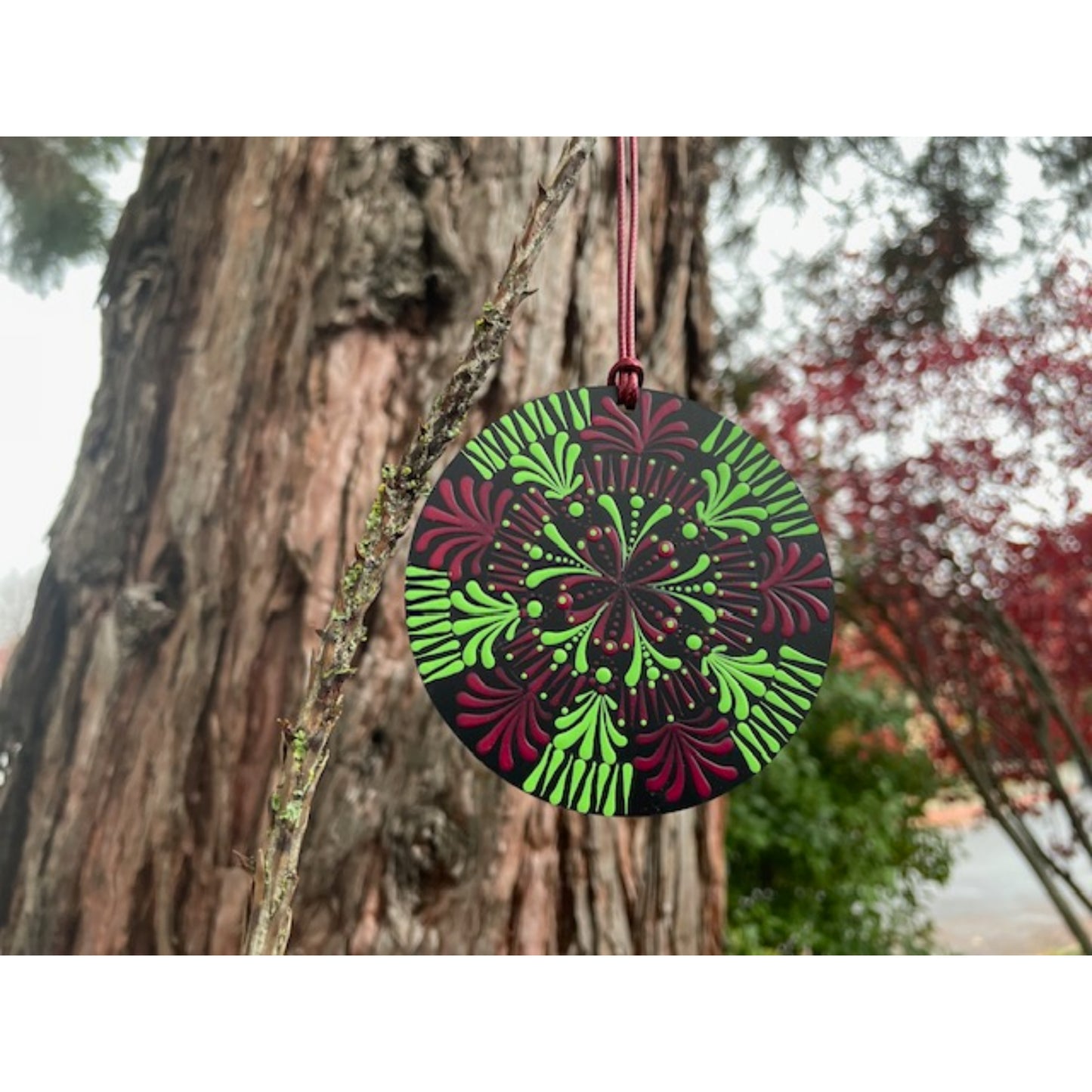Tree Ornament Car Mirror Hanging Handmade Dot Work Double Sided