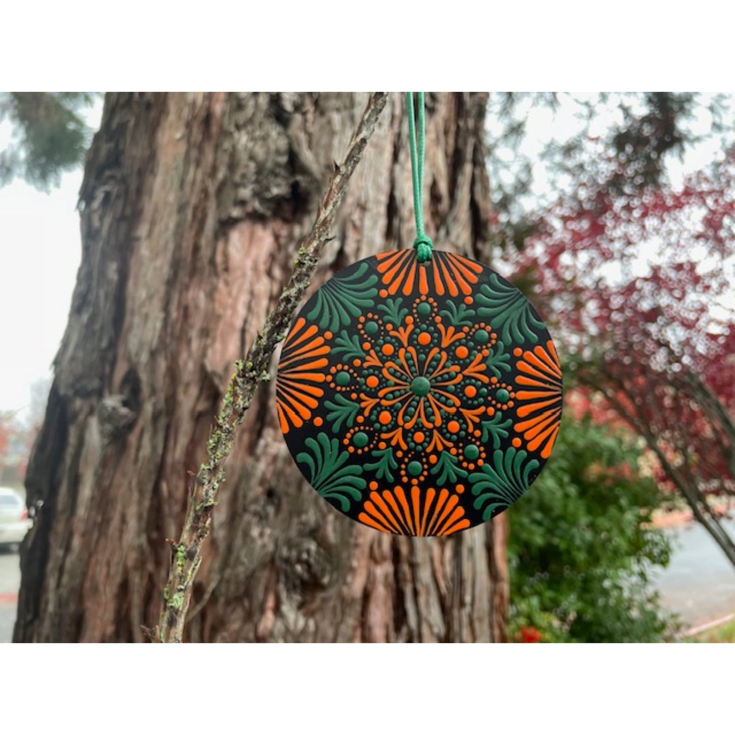 Tree Ornament Car Mirror Hanging Handmade Dot Work Double Sided