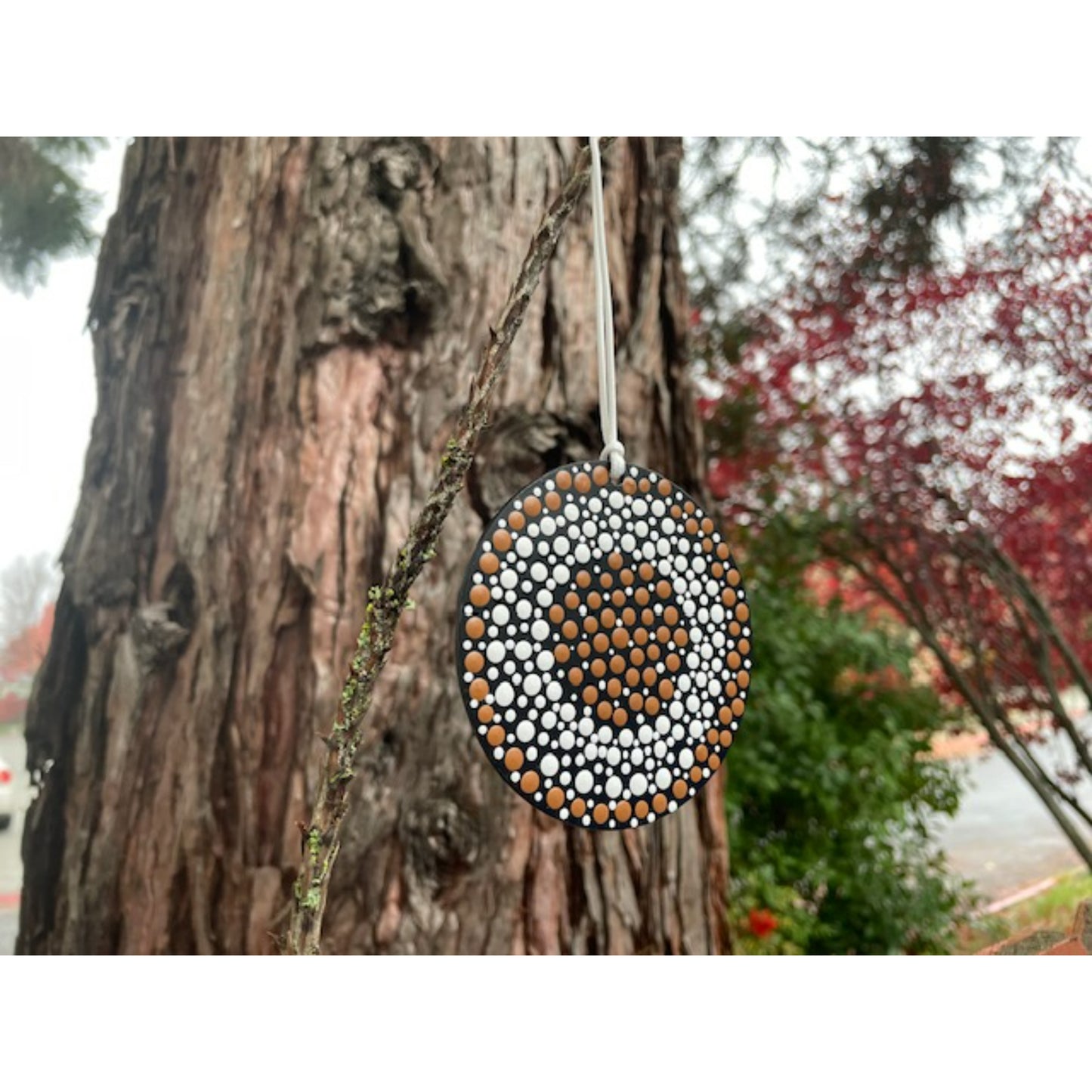 Tree Ornament Car Mirror Hanging Handmade Dot Work Double Sided