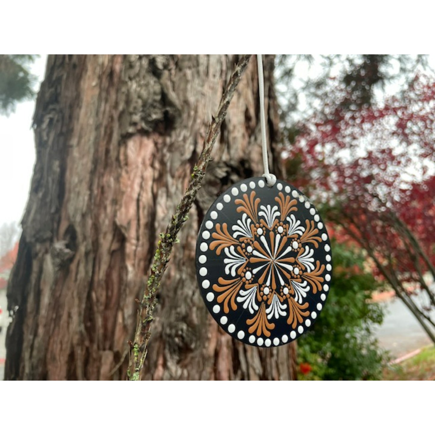 Tree Ornament Car Mirror Hanging Handmade Dot Work Double Sided