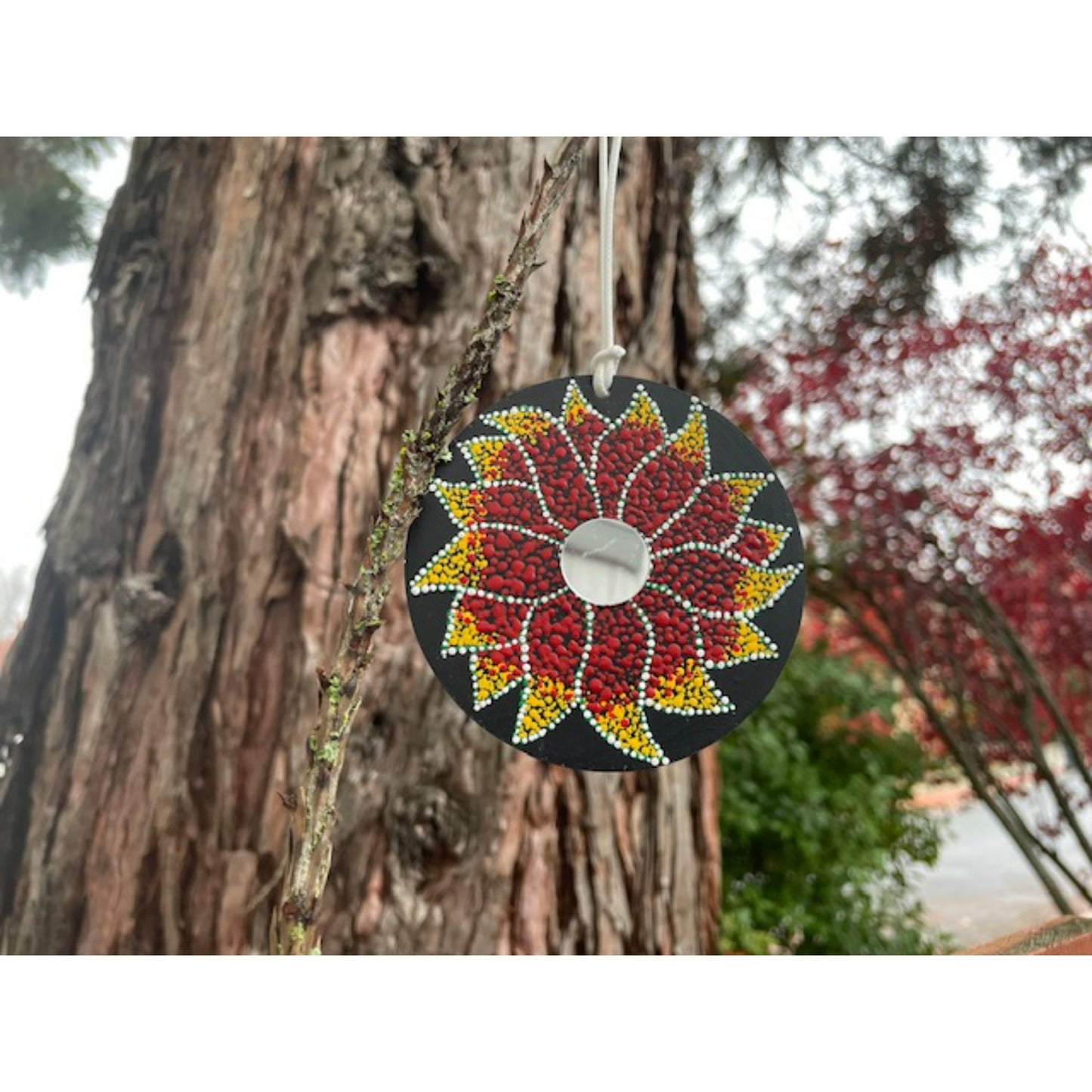 Tree Ornament Car Mirror Hanging Handmade Dot Work Double Sided