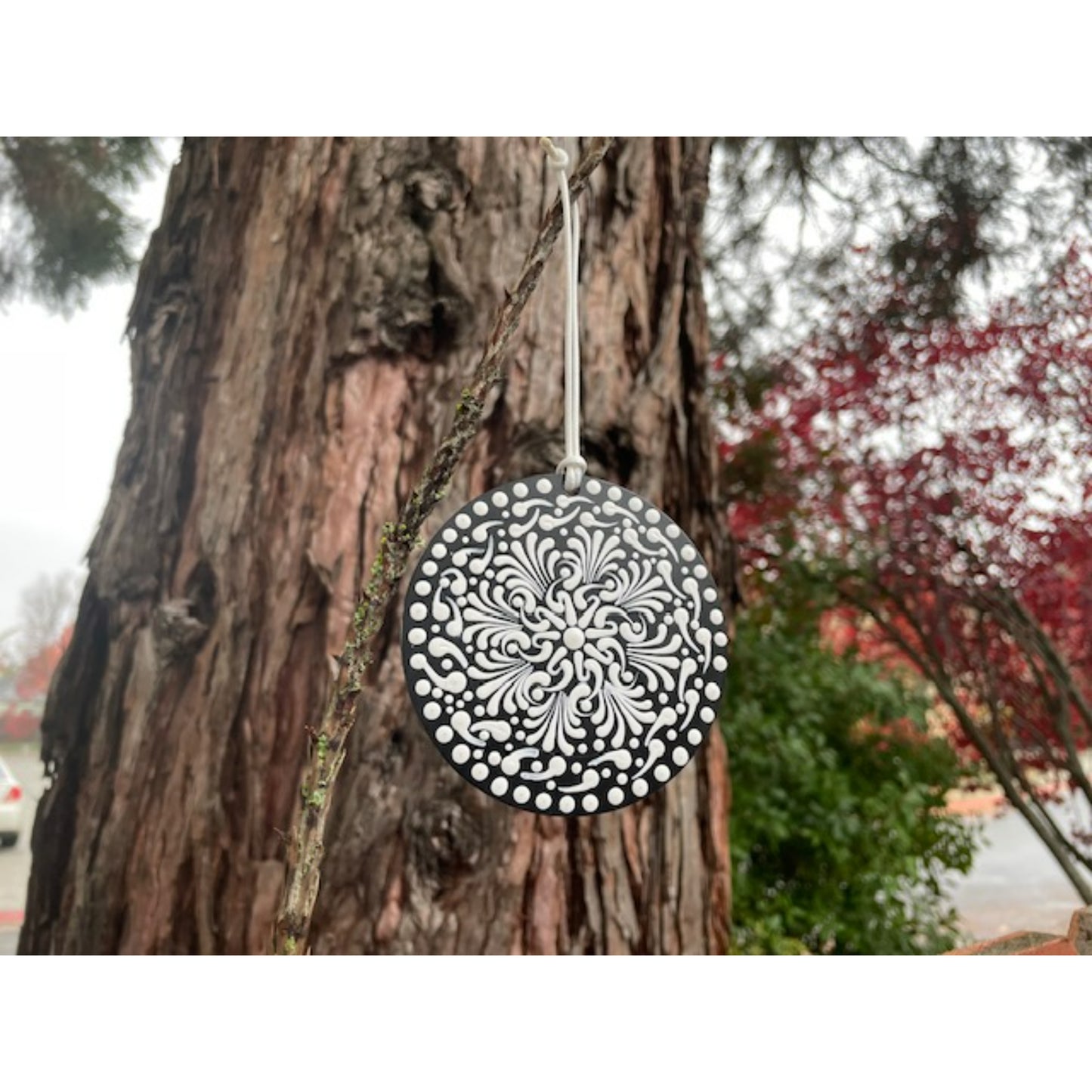 Tree Ornament Car Mirror Hanging Handmade Dot Work Double Sided