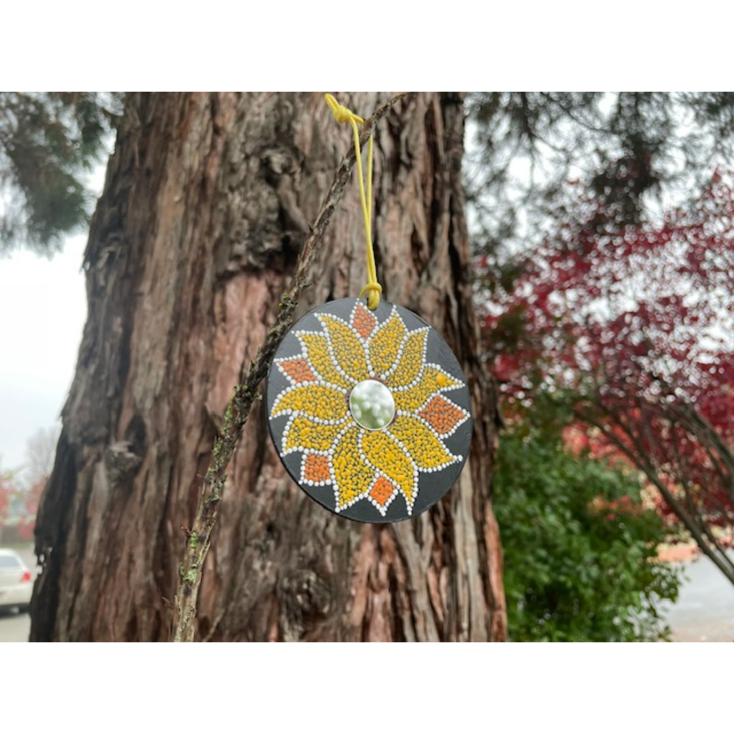 Tree Ornament Car Mirror Hanging Handmade Dot Work Double Sided
