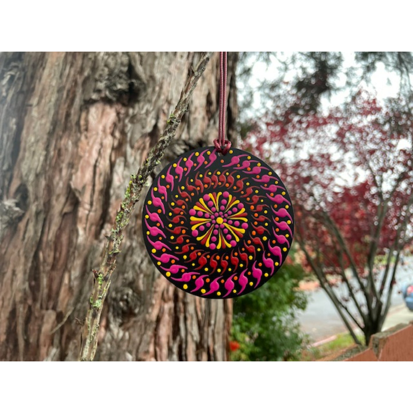 Tree Ornament Car Mirror Hanging Handmade Dot Work Double Sided