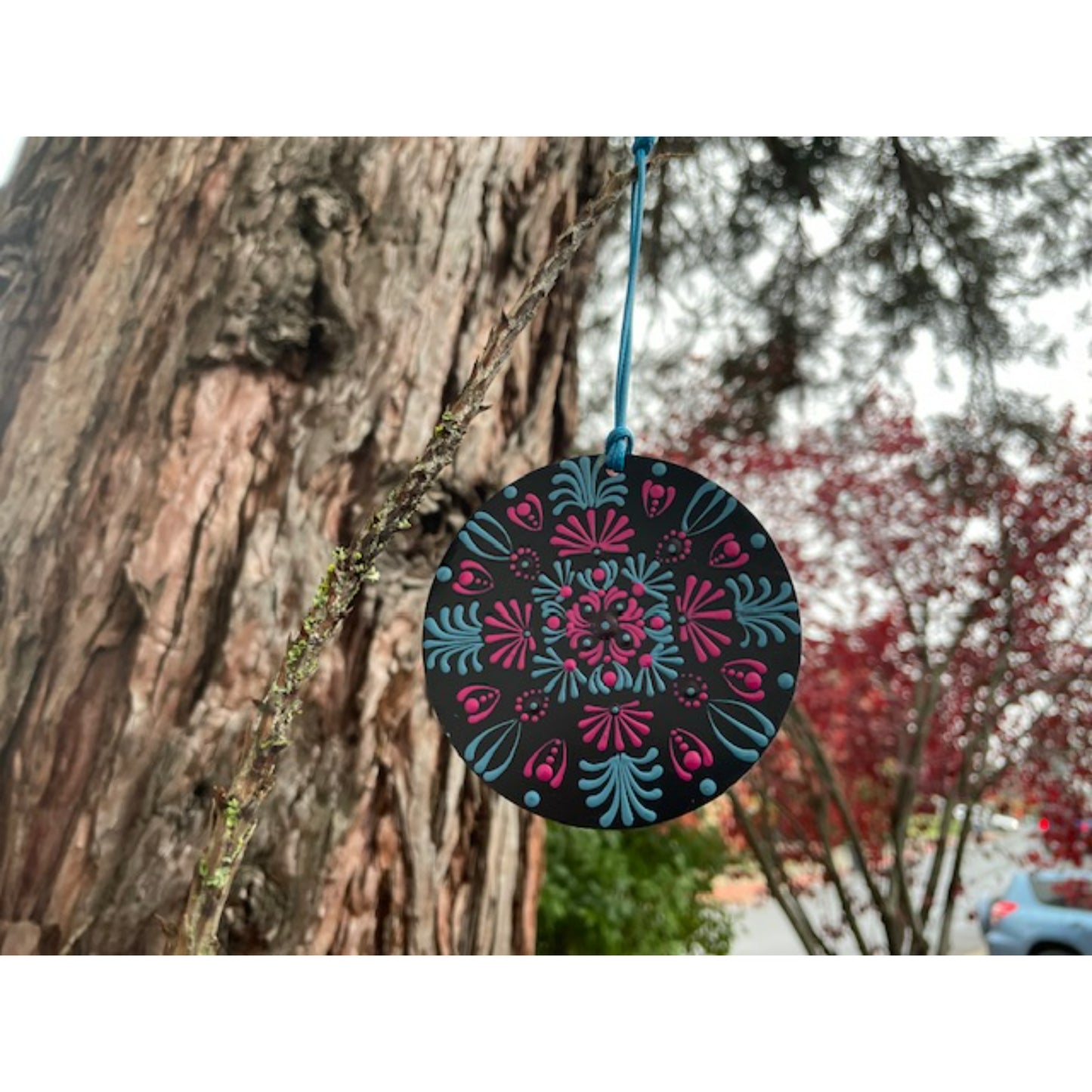 Tree Ornament Car Mirror Hanging Handmade Dot Work Double Sided