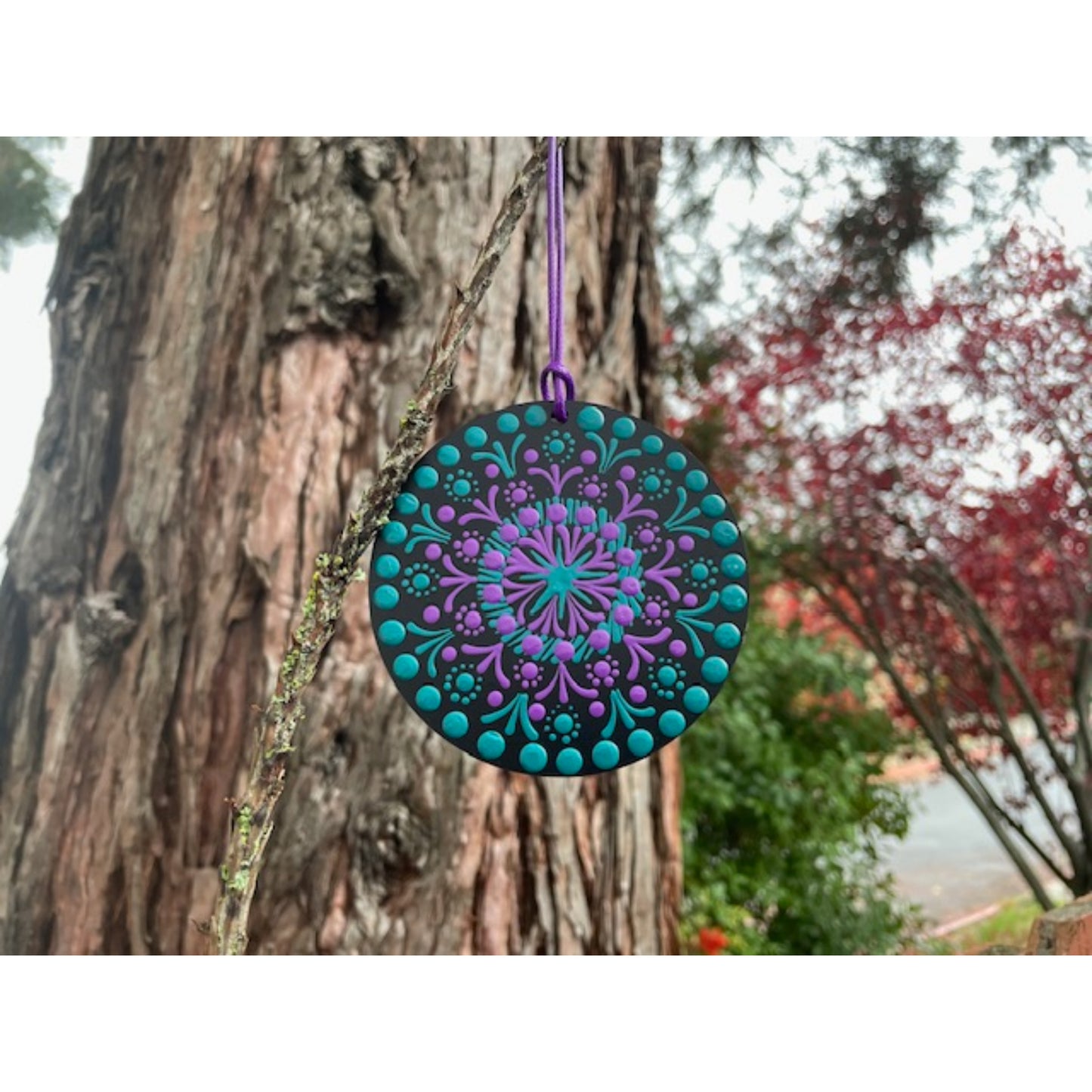 Tree Ornament Car Mirror Hanging Handmade Dot Work Double Sided
