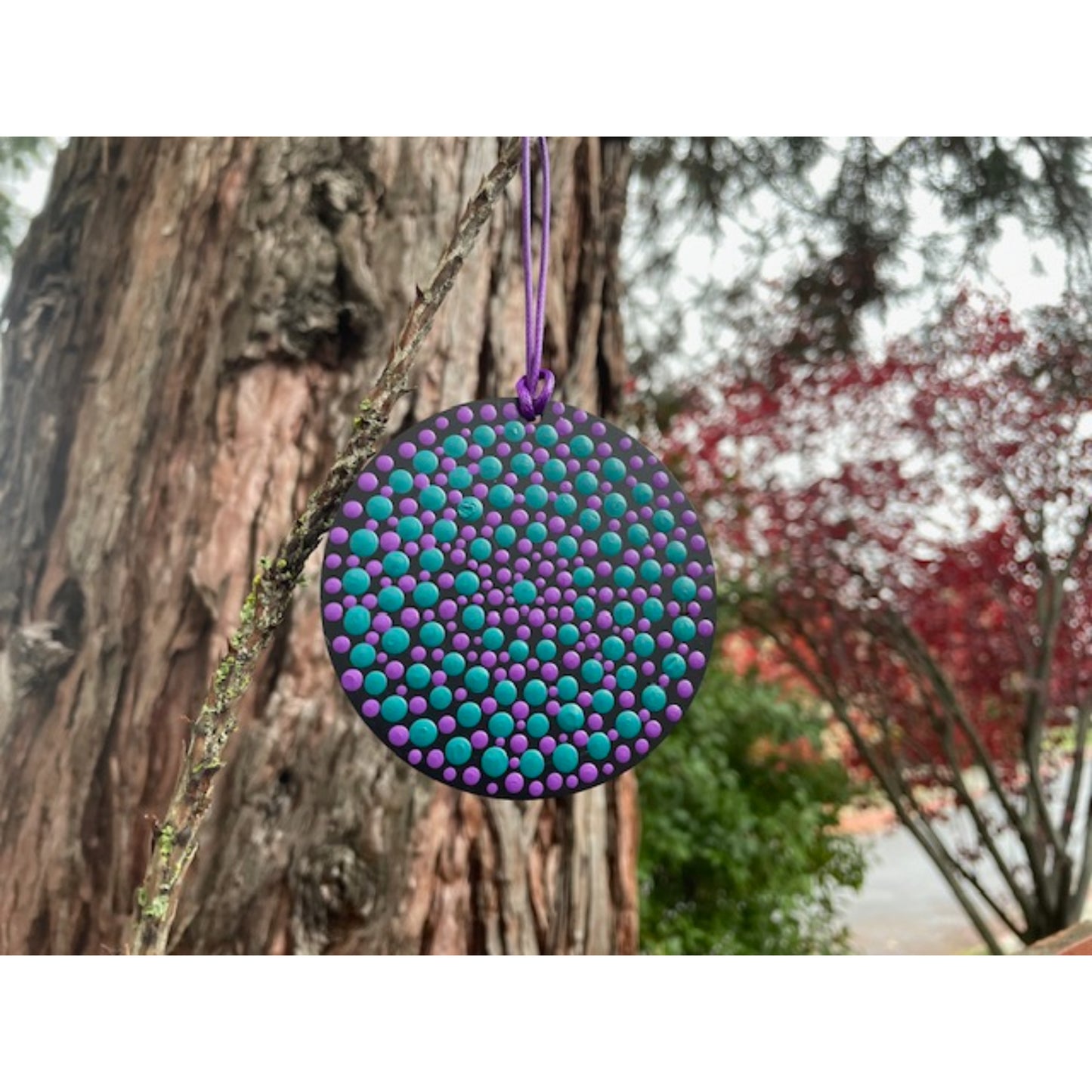 Tree Ornament Car Mirror Hanging Handmade Dot Work Double Sided