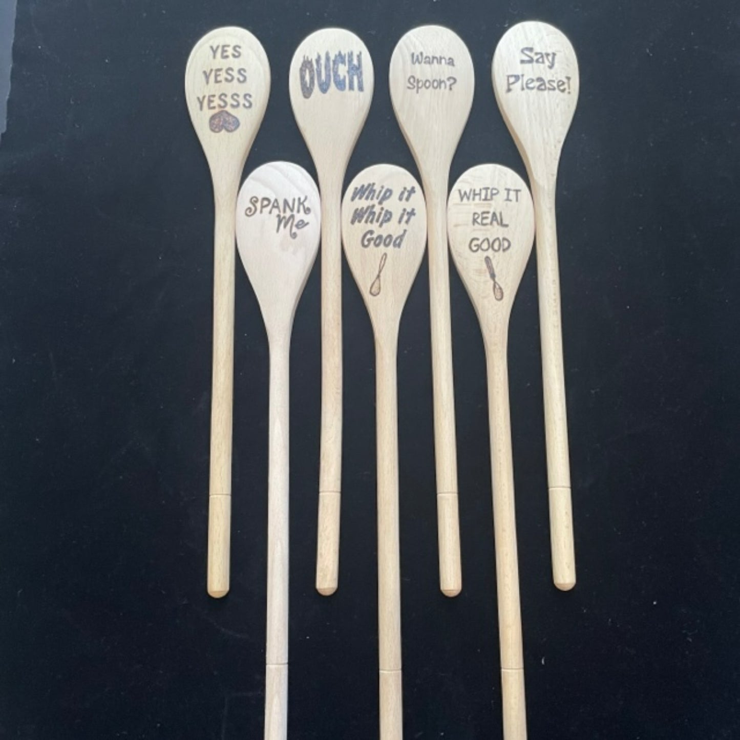 Cooking Spoon 14" Beechwood Handmade Wood Burned Kitchen Utensils