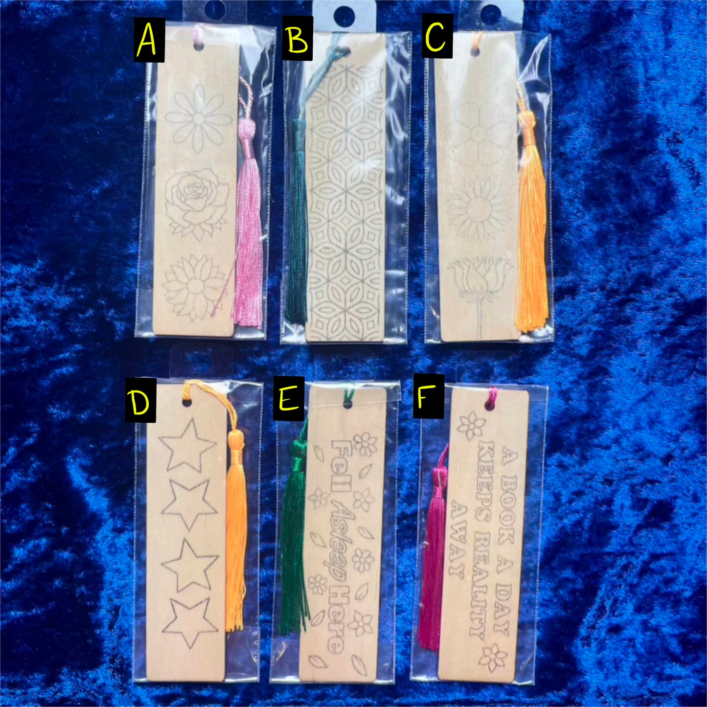 Copy of Bookmarks with Tassels DIY Designs and Quotes Outlined Wood Burning Painting
