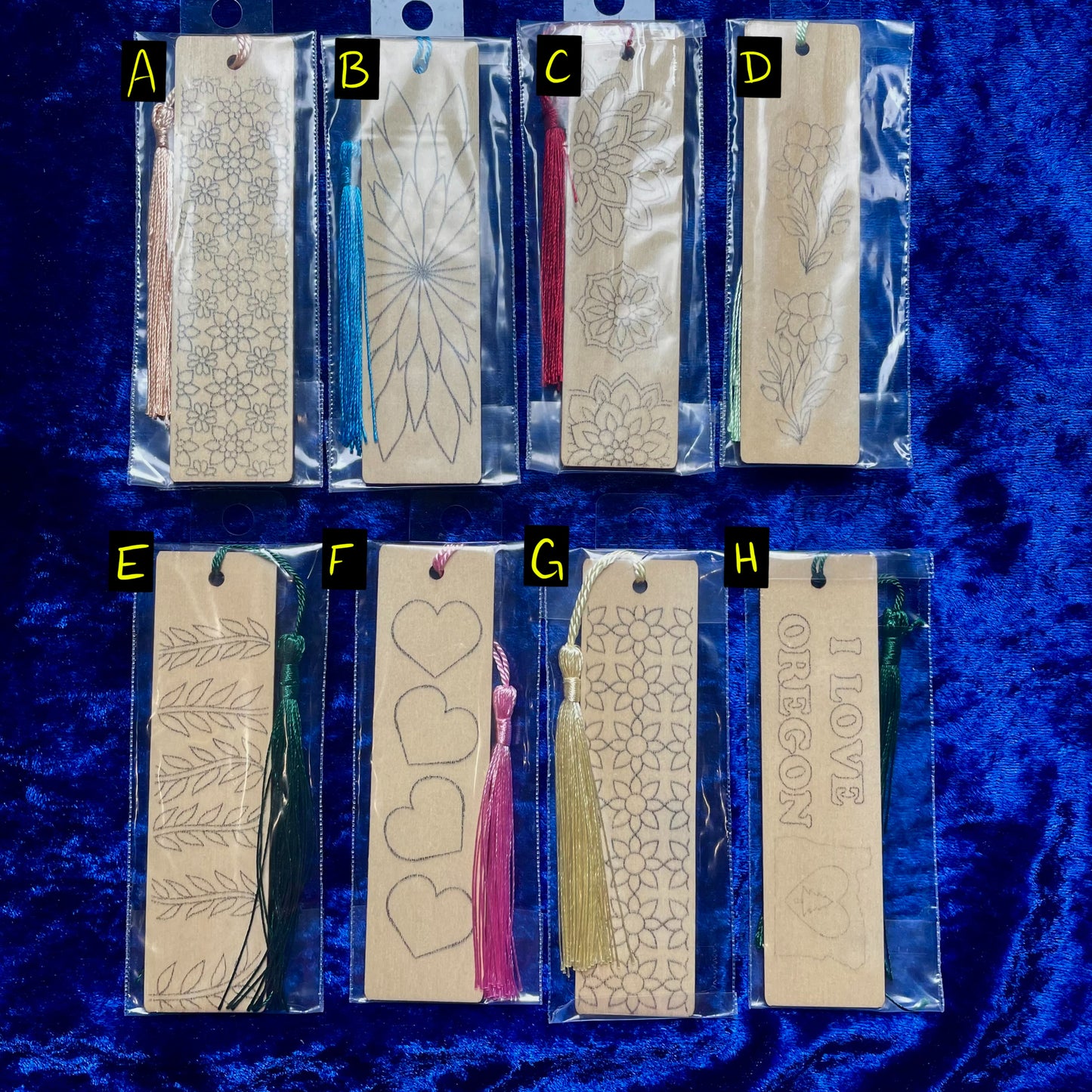 Bookmarks with Tassels DIY Designs and Quotes Outlined Wood Burning Painting
