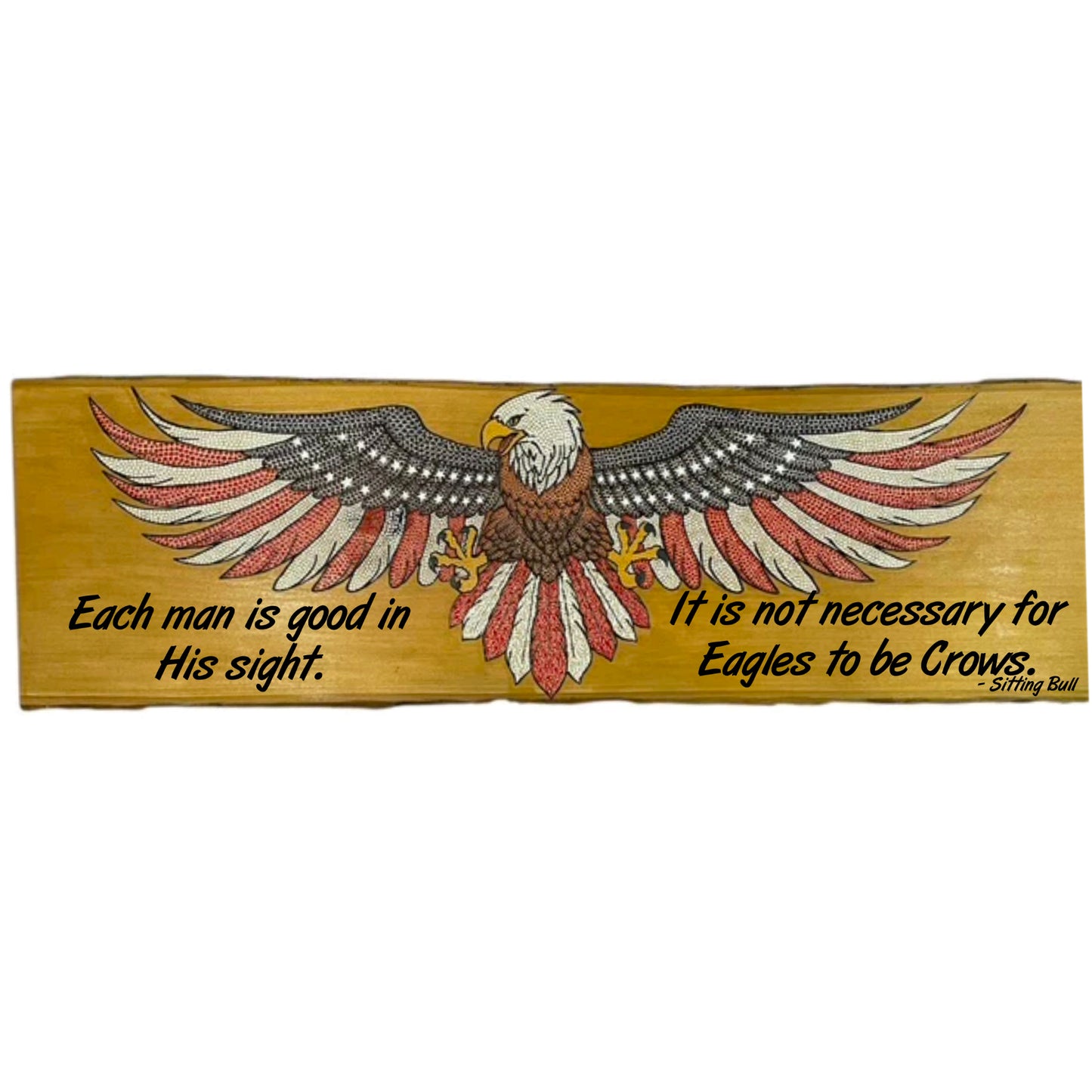 American Bald Eagle USA Flag 36in on Basswood Wall Art Home Office Decor Patriotic Gifts
