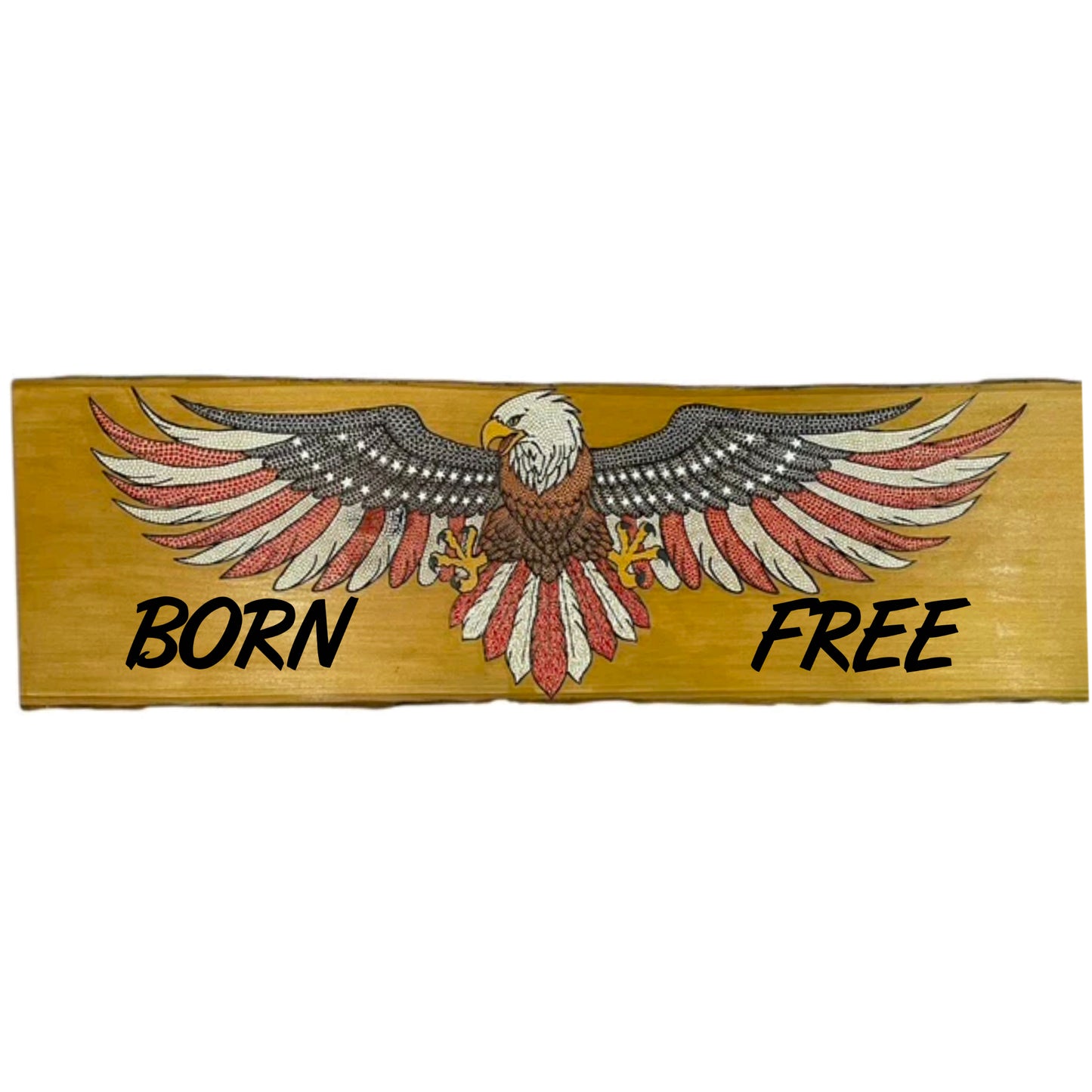 American Bald Eagle USA Flag 36in on Basswood Wall Art Home Office Decor Patriotic Gifts
