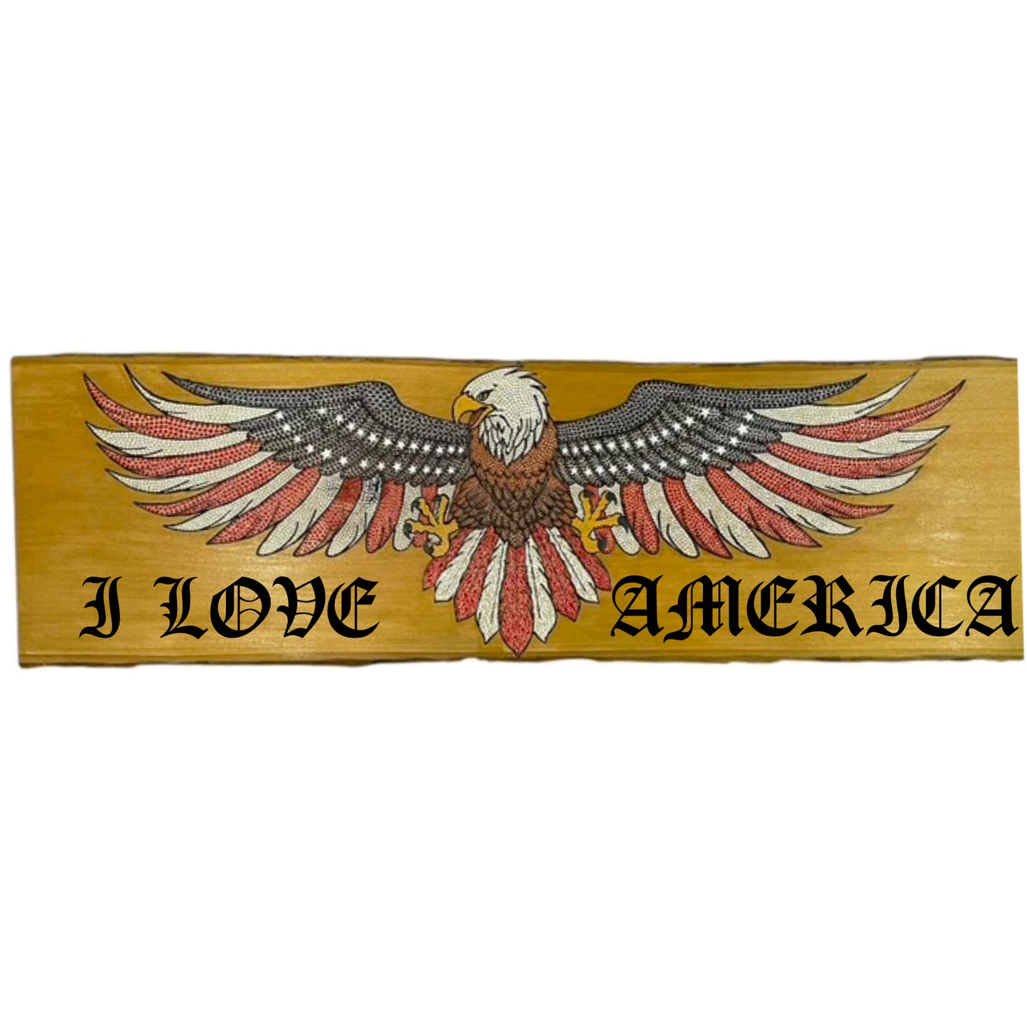 American Bald Eagle USA Flag 36in on Basswood Wall Art Home Office Decor Patriotic Gifts