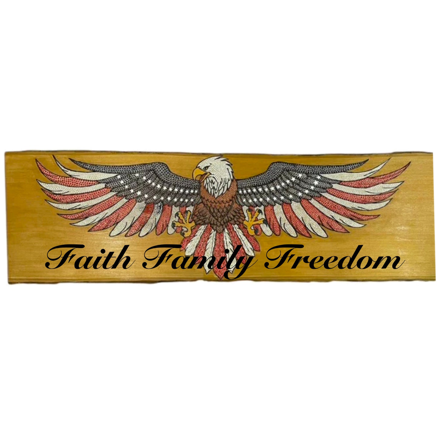 American Bald Eagle USA Flag 36in on Basswood Wall Art Home Office Decor Patriotic Gifts