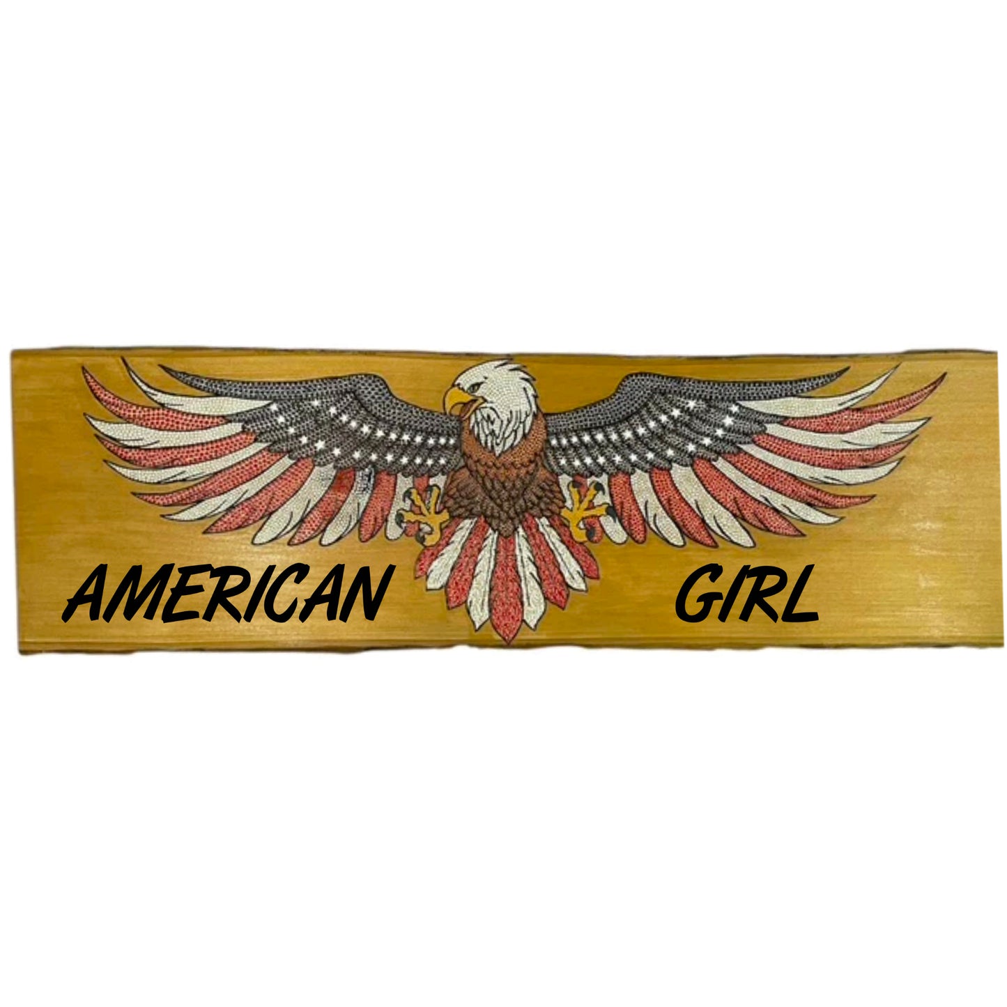 American Bald Eagle USA Flag 36in on Basswood Wall Art Home Office Decor Patriotic Gifts