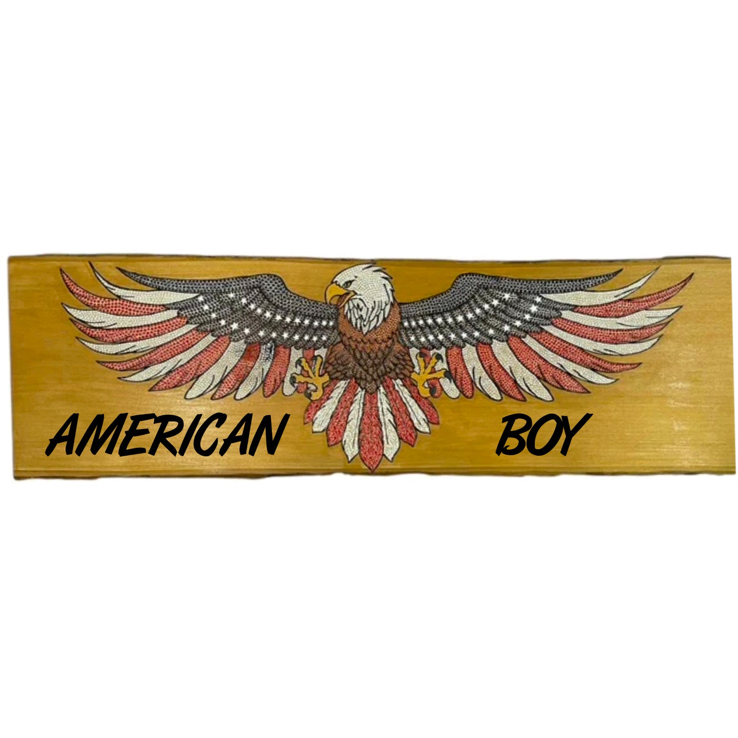 American Bald Eagle USA Flag 36in on Basswood Wall Art Home Office Decor Patriotic Gifts