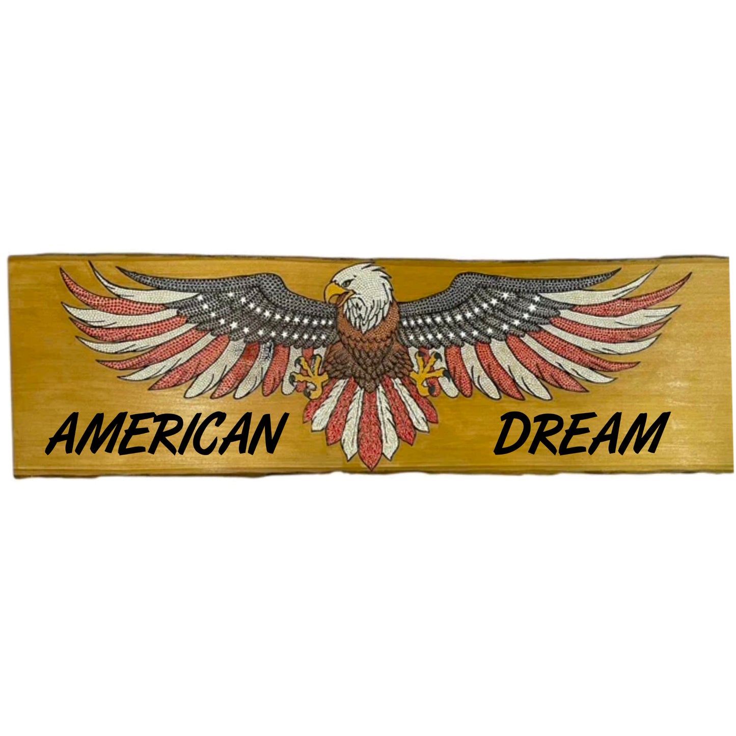 American Bald Eagle USA Flag 36in on Basswood Wall Art Home Office Decor Patriotic Gifts