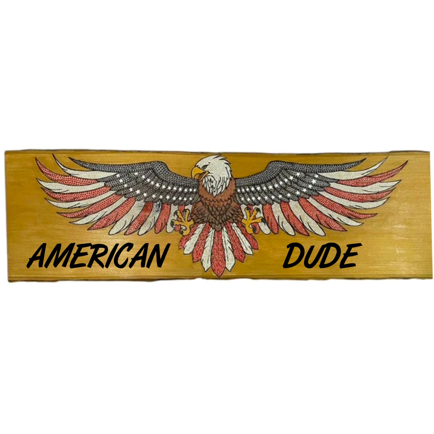 American Bald Eagle USA Flag 36in on Basswood Wall Art Home Office Decor Patriotic Gifts