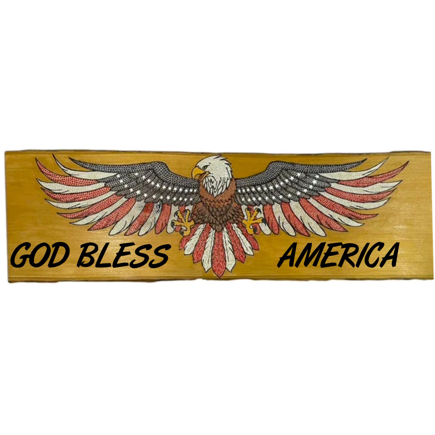 American Bald Eagle USA Flag 36in on Basswood Wall Art Home Office Decor Patriotic Gifts
