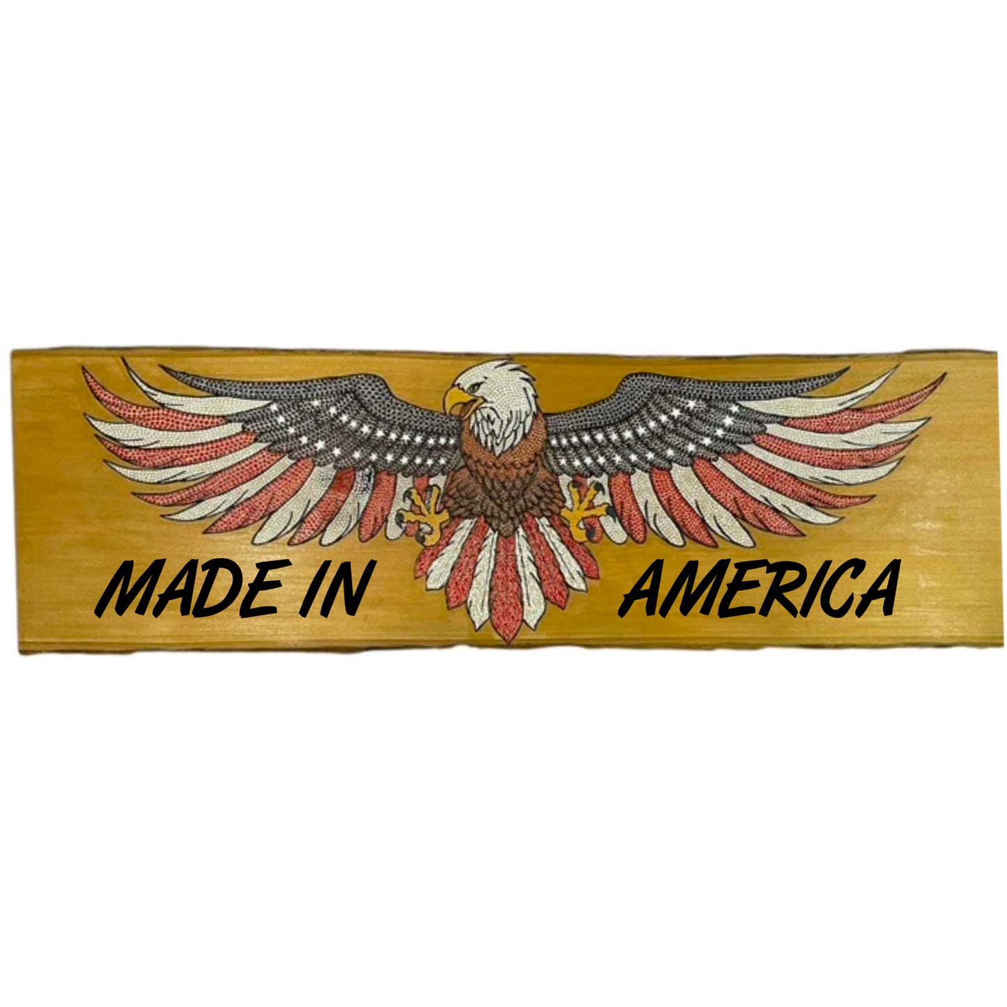 American Bald Eagle USA Flag 36in on Basswood Wall Art Home Office Decor Patriotic Gifts