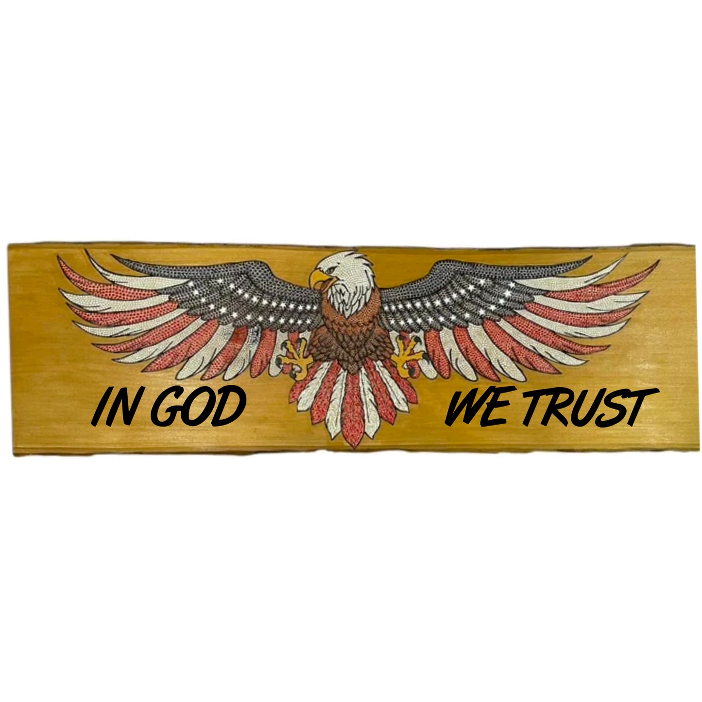 American Bald Eagle USA Flag 36in on Basswood Wall Art Home Office Decor Patriotic Gifts