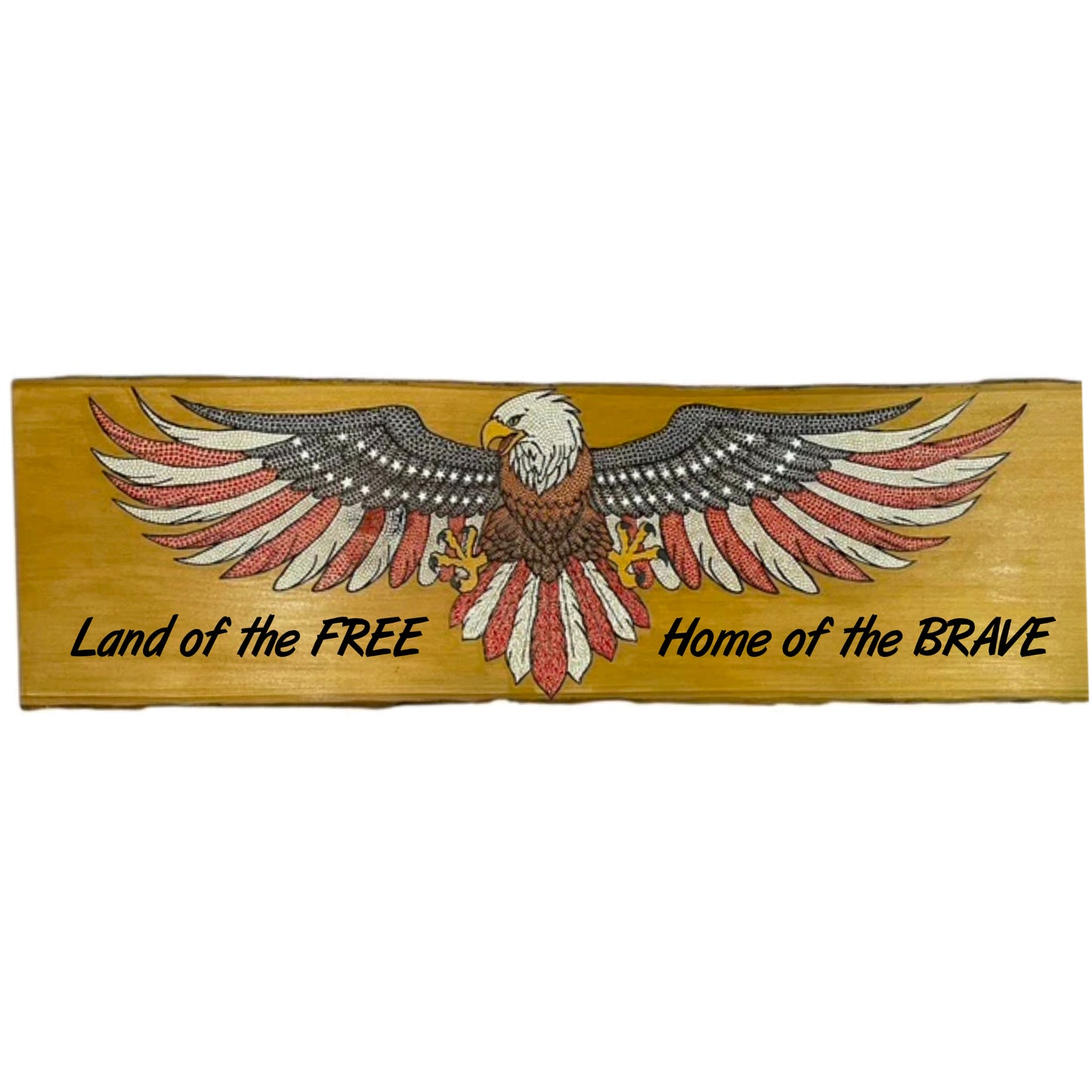 American Bald Eagle USA Flag 36in on Basswood Wall Art Home Office Decor Patriotic Gifts