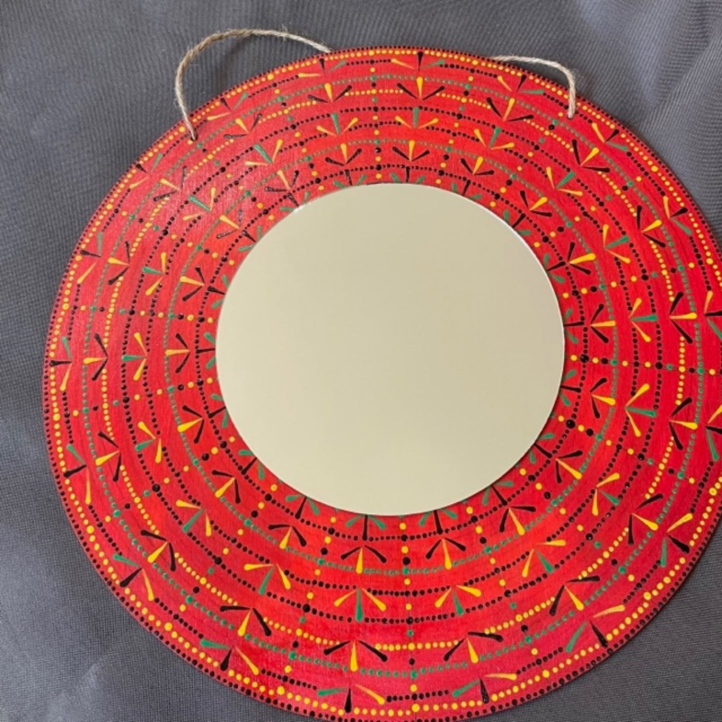 Decorative Mirror with Mandala Style Dot Art Handmade
