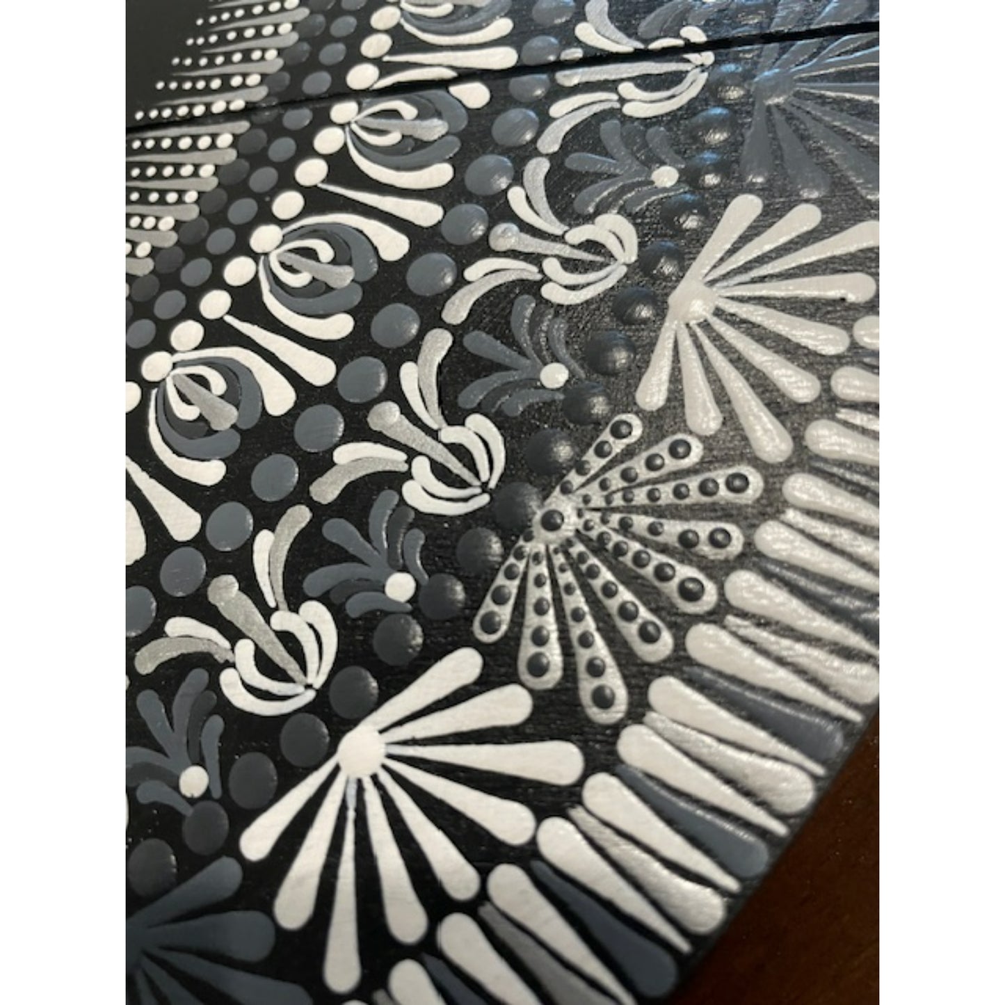 Lazy Susan with Gray and White Mandala Design