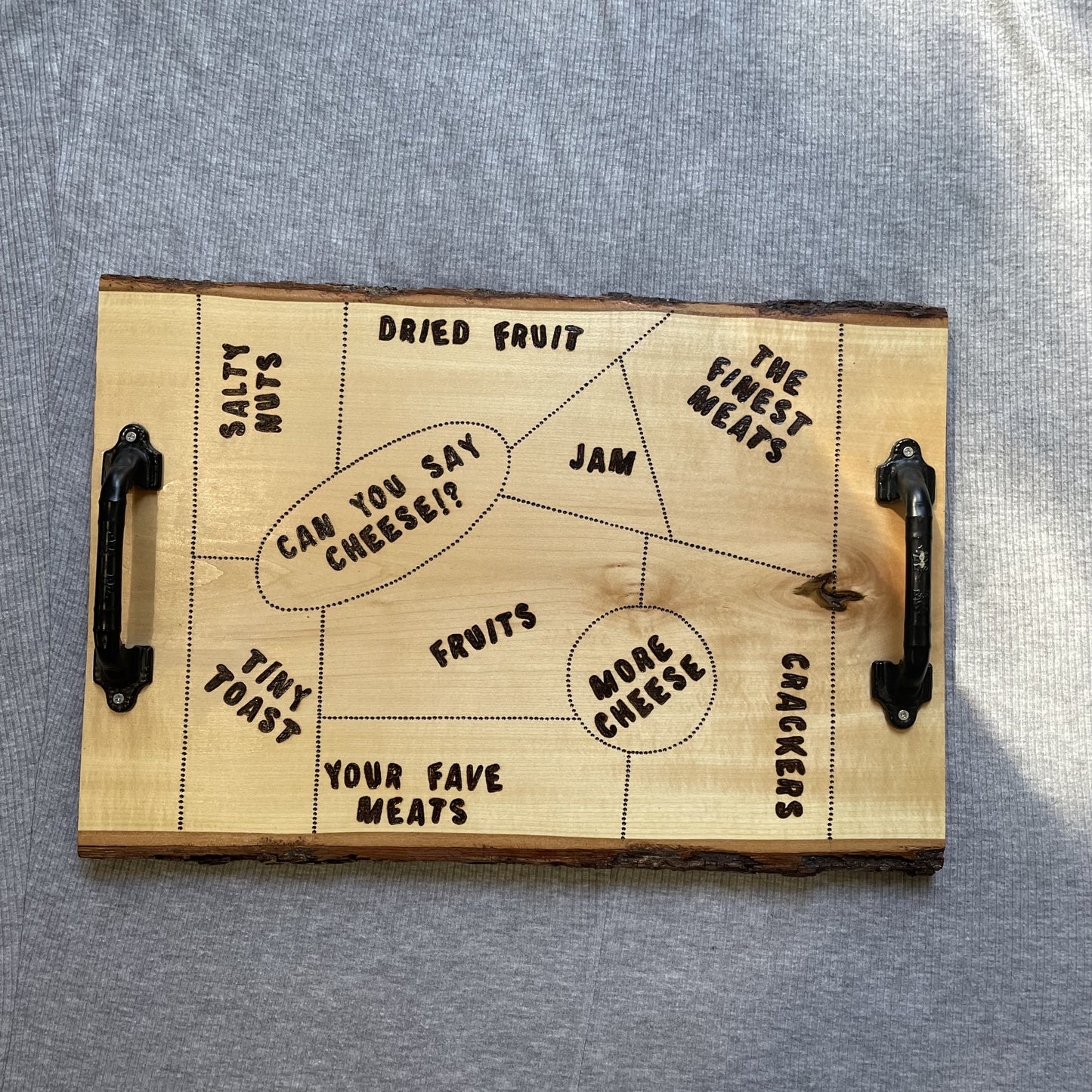 Placement Serving Tray Butter Board Wood Burned Handmade